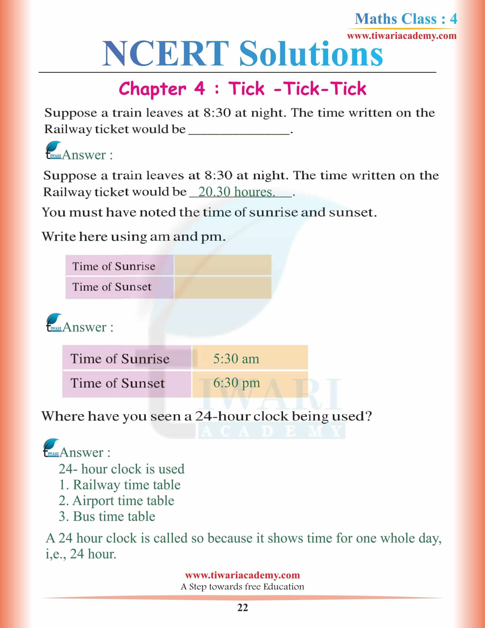 Standard 4th Maths NCERT Chapter 4 Solutions in PDF