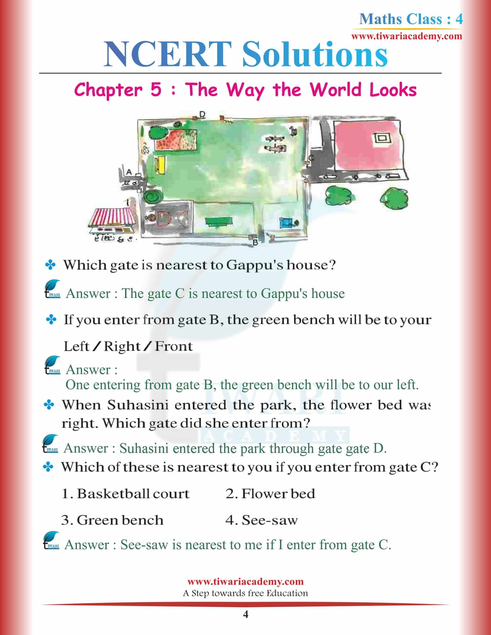 NCERT Solutions for Class 4 Maths Chapter 5 free download