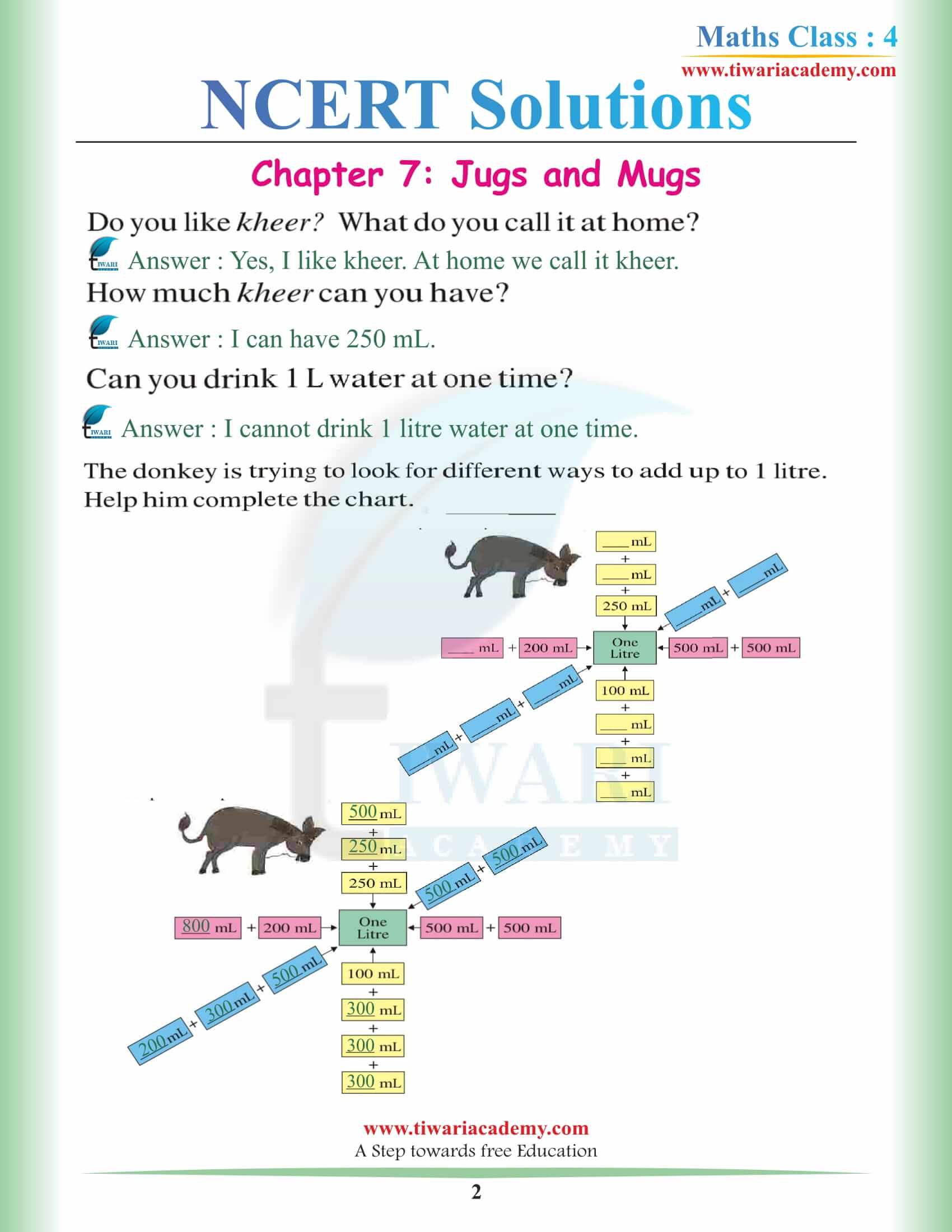 NCERT Solutions for Class 4 Maths Chapter 7