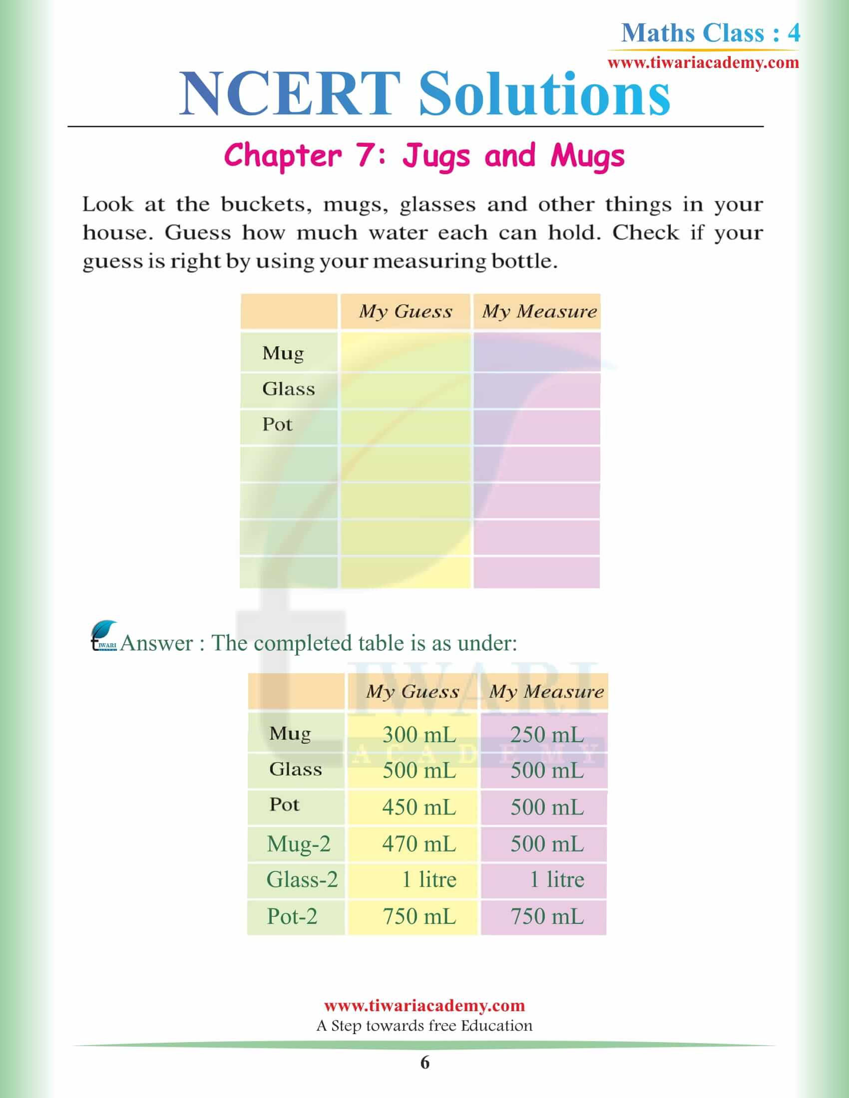 Class 4 Maths NCERT Chapter 7 Solutions