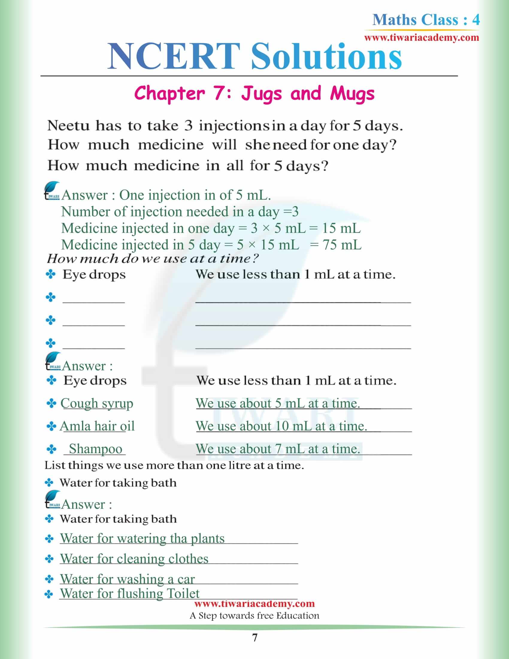 Class 4 Maths NCERT Chapter 7 Solutions in English