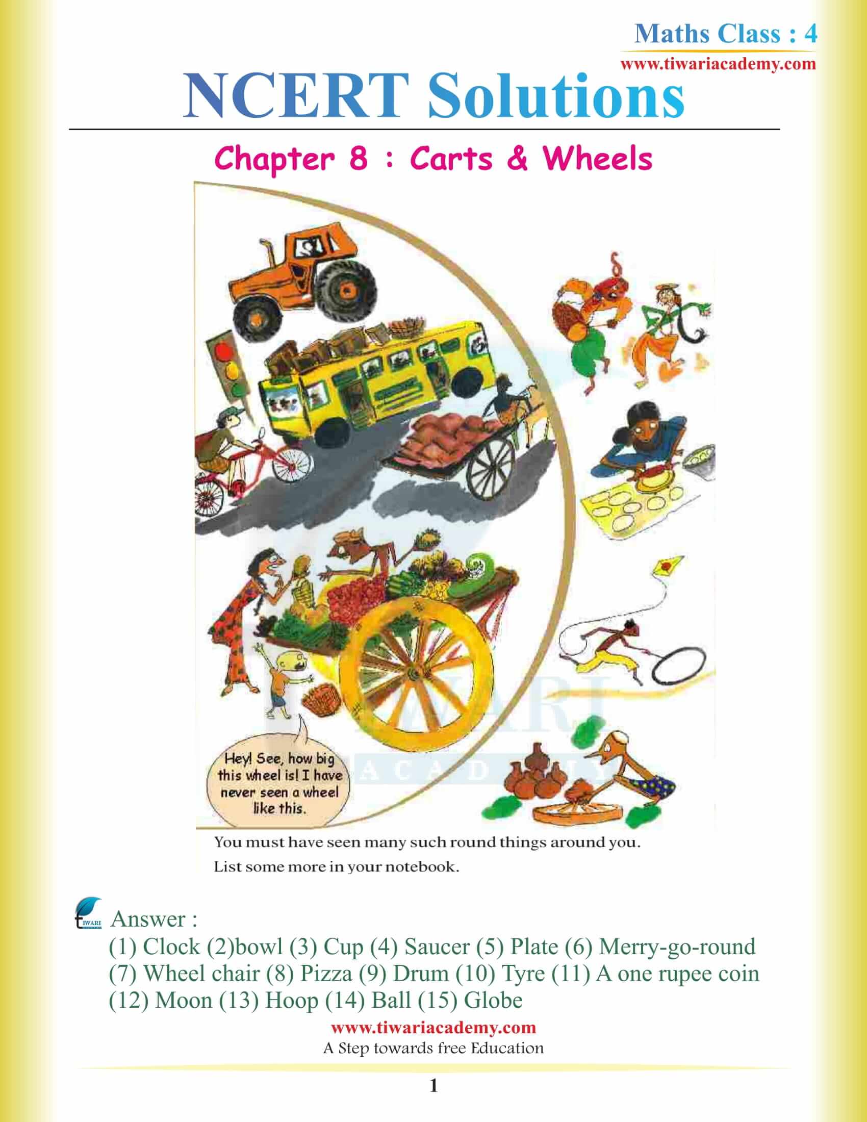 NCERT Solutions for Class 4 Maths Chapter 8 Carts and Wheels