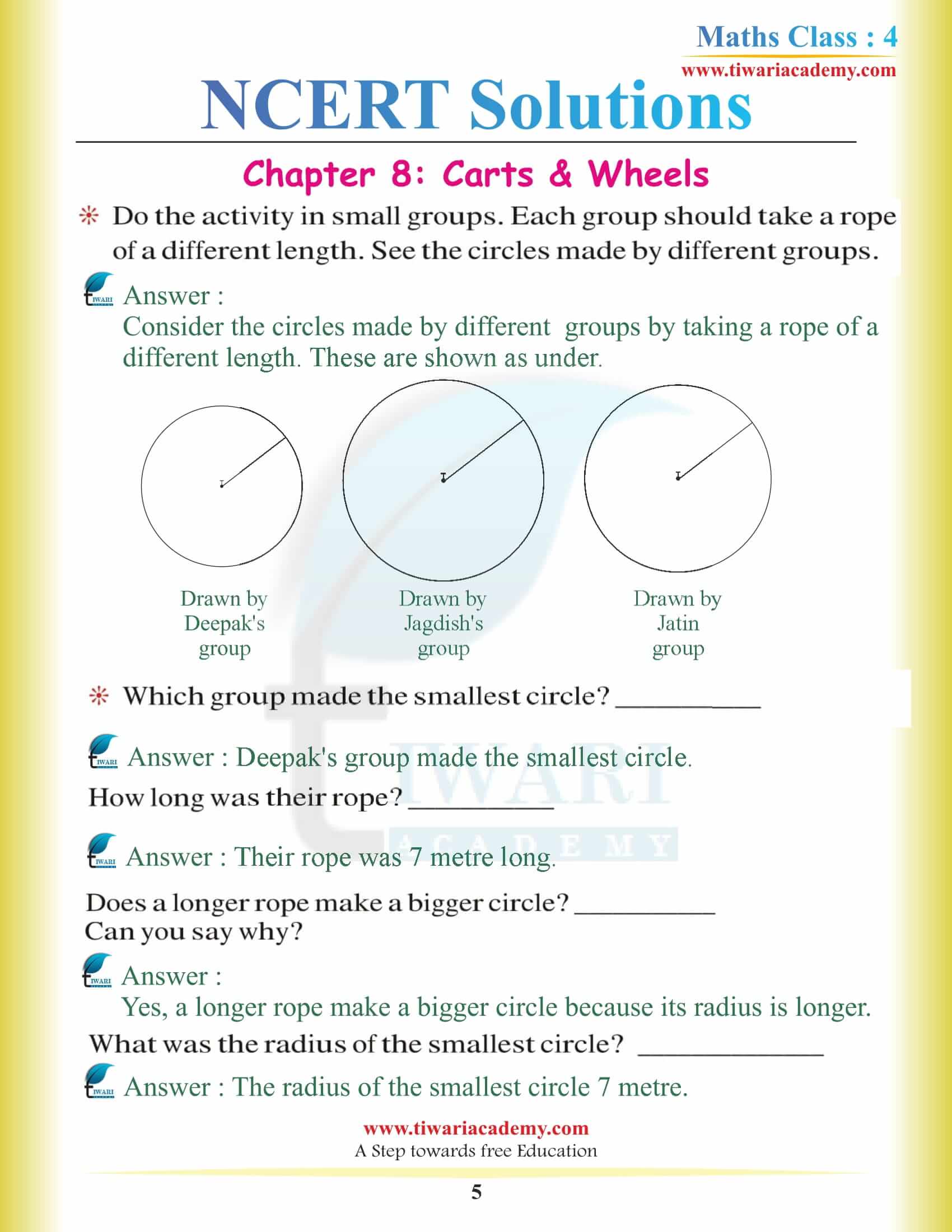 NCERT Solutions for Class 4 Maths Chapter 8 free download