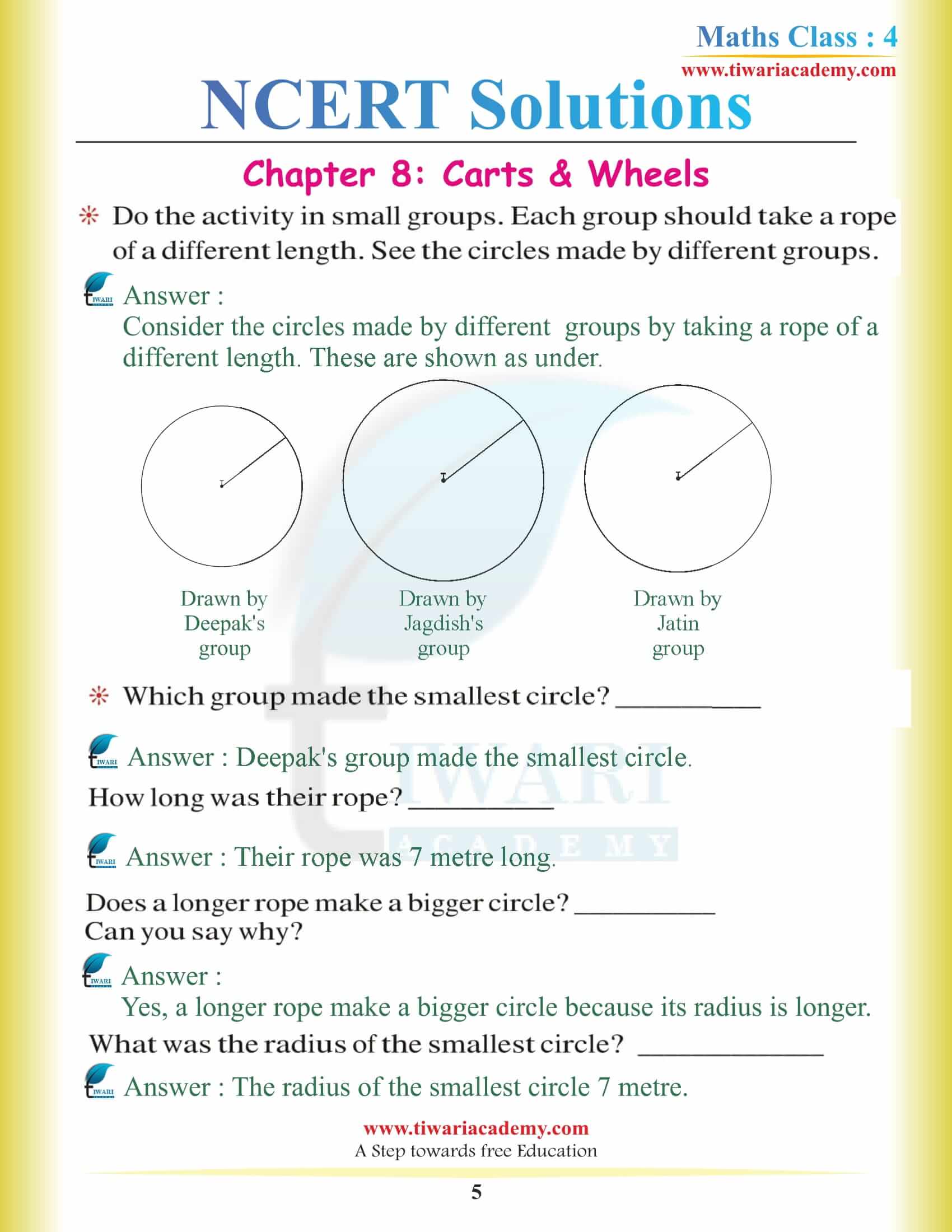 NCERT Solutions for Class 4 Maths Chapter 8 free download