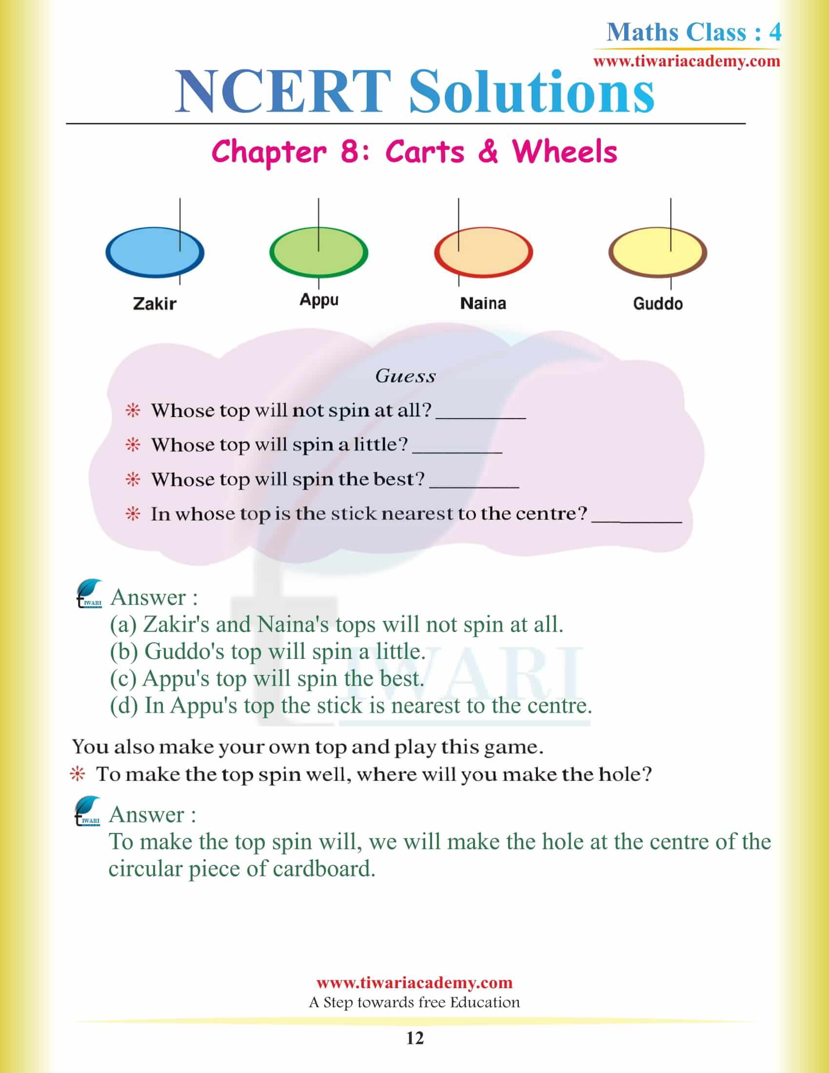 Standard 4 Maths NCERT Chapter 8 Solutions