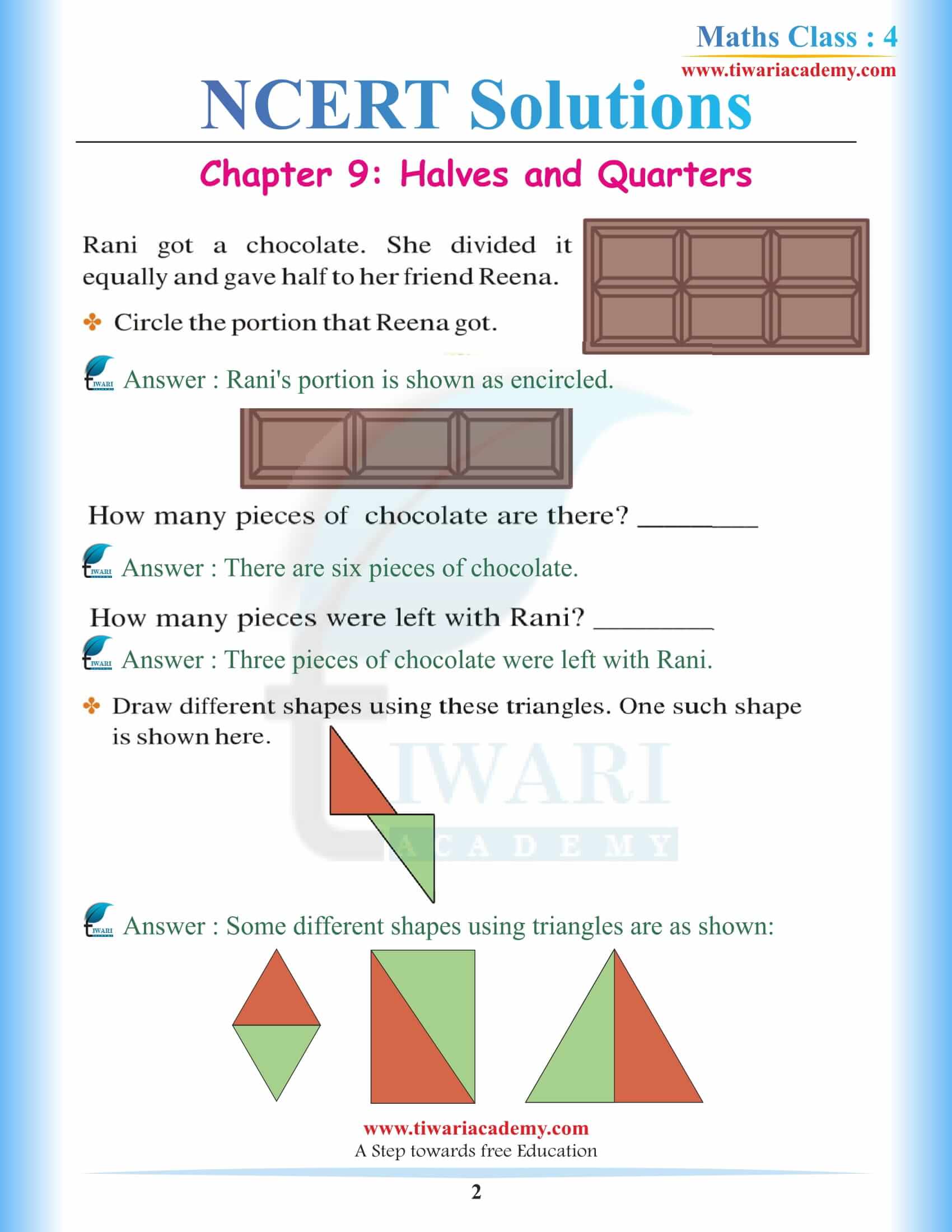 NCERT Solutions for Class 4 Maths Chapter 9