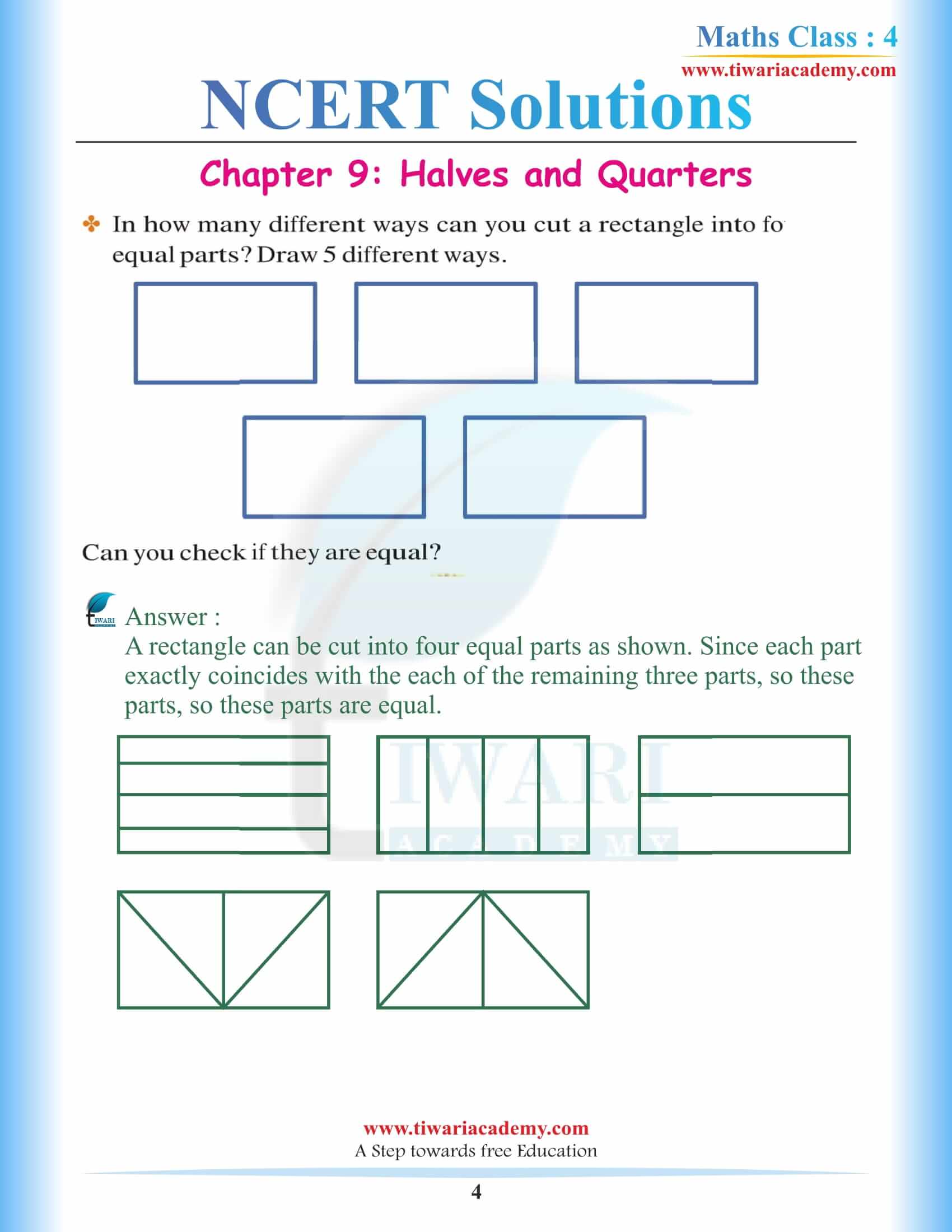 NCERT Solutions for Class 4 Maths Chapter 9 free