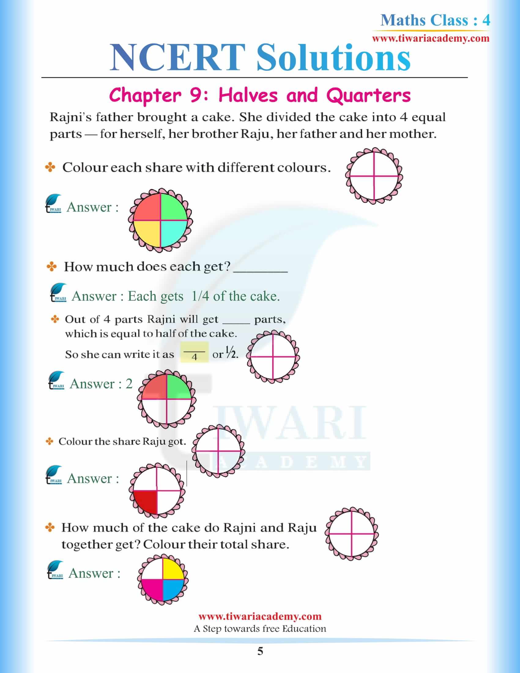 NCERT Solutions for Class 4 Maths Chapter 9 pdf download