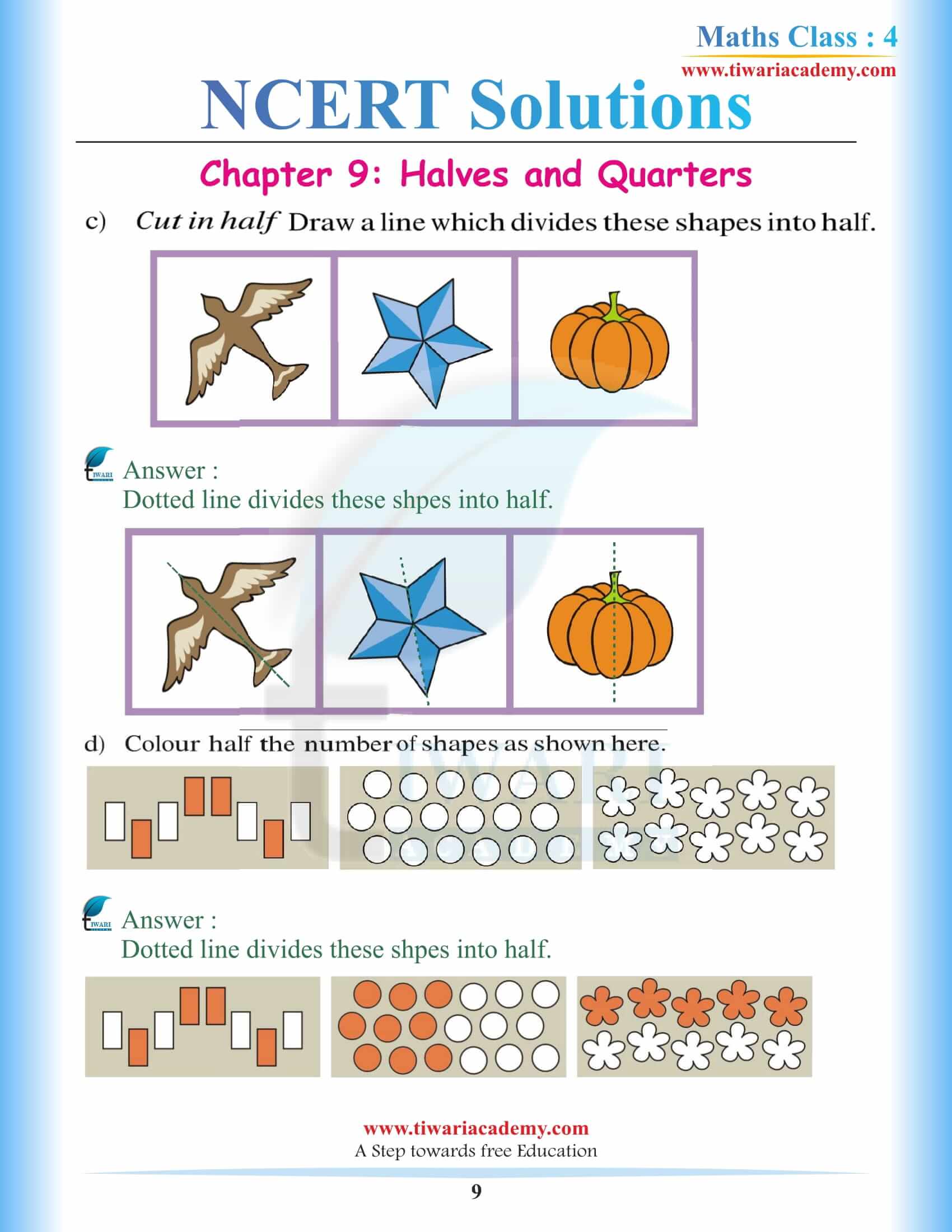 Class 4 Maths NCERT Chapter 9 Solutions in English Medium