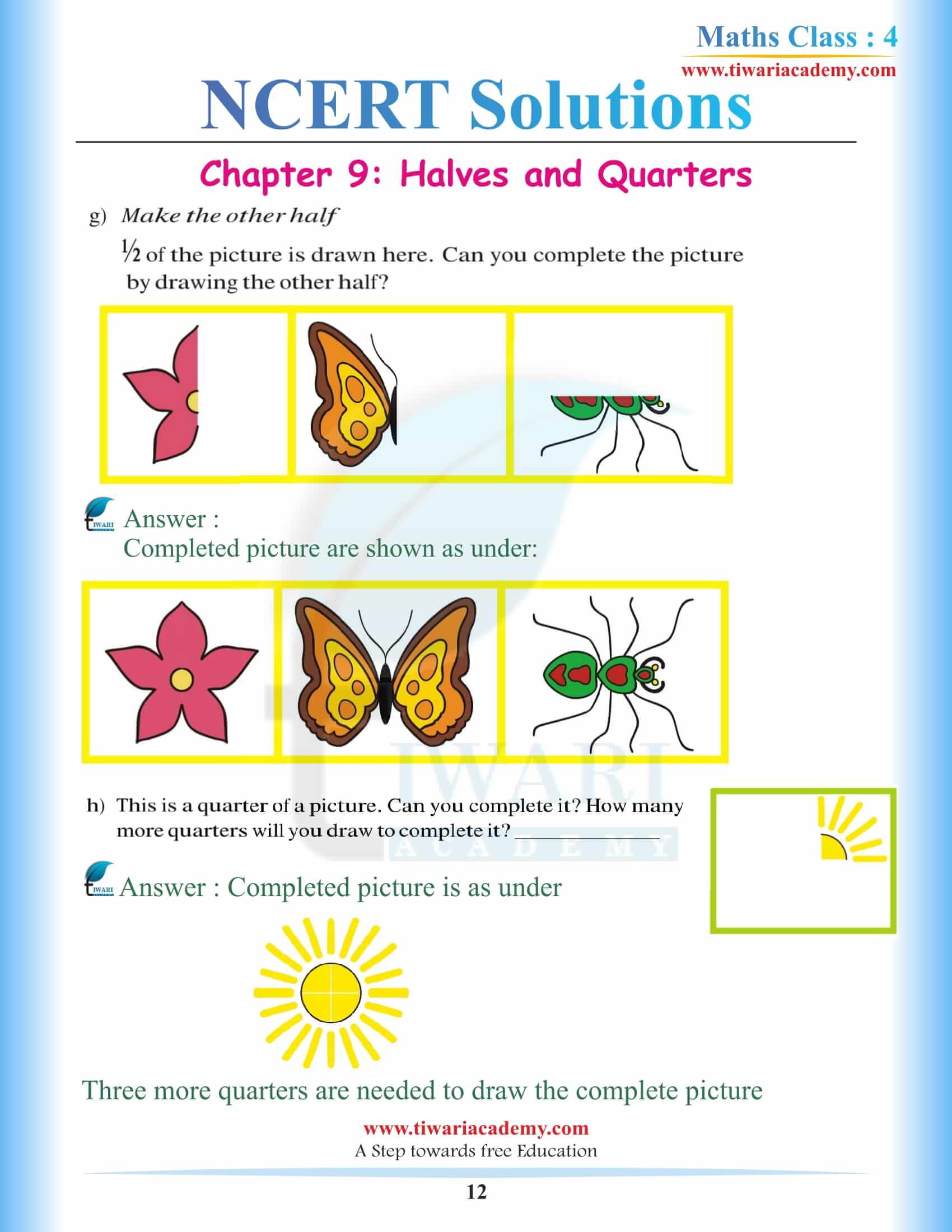 Grade 4th Maths NCERT Chapter 9 Solutions in English medium