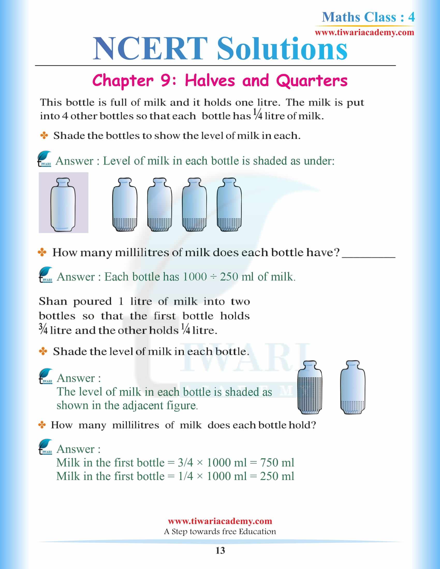 Grade 4th Maths NCERT Chapter 9 Solutions free download