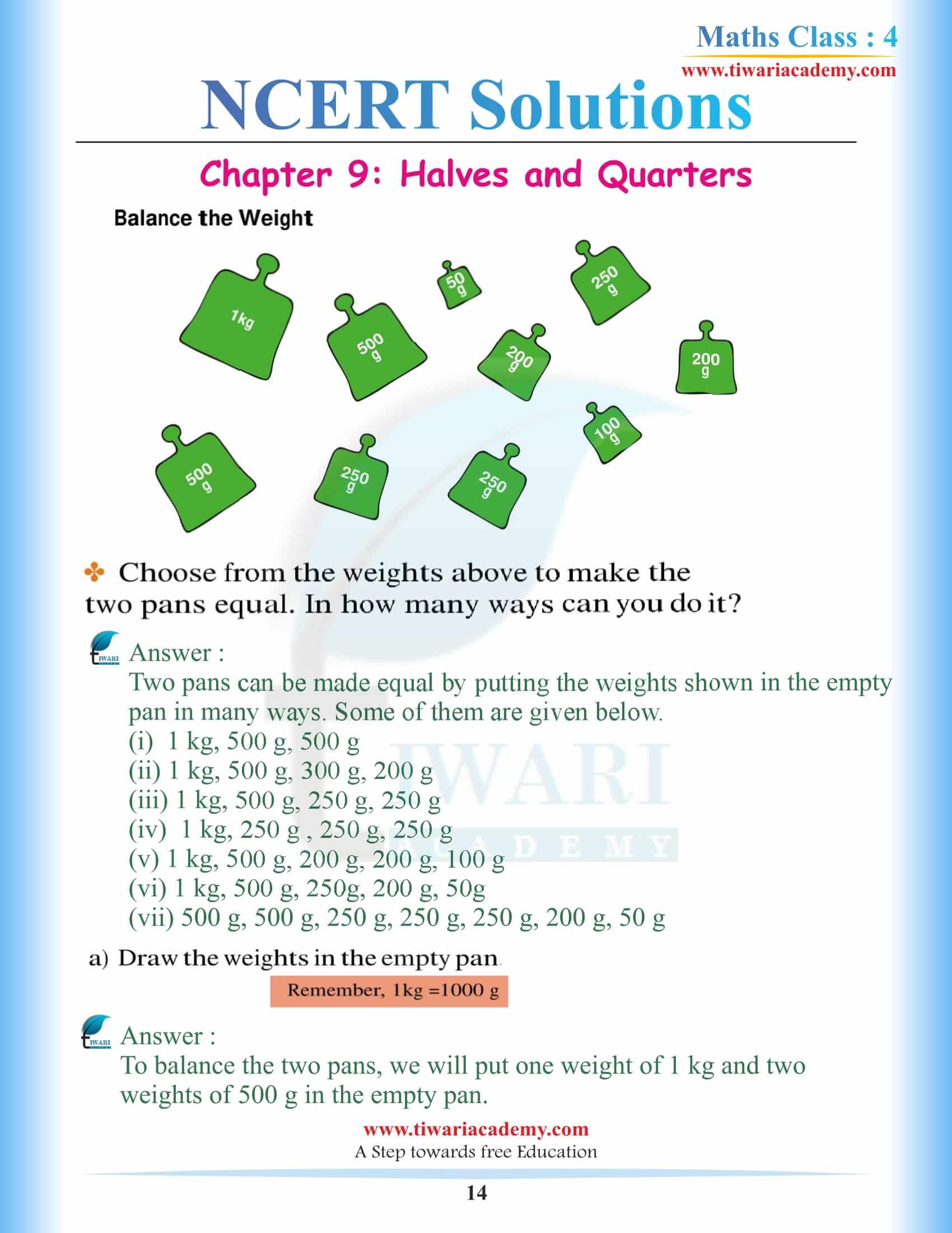Standard 4th Maths NCERT Chapter 9 Solutions