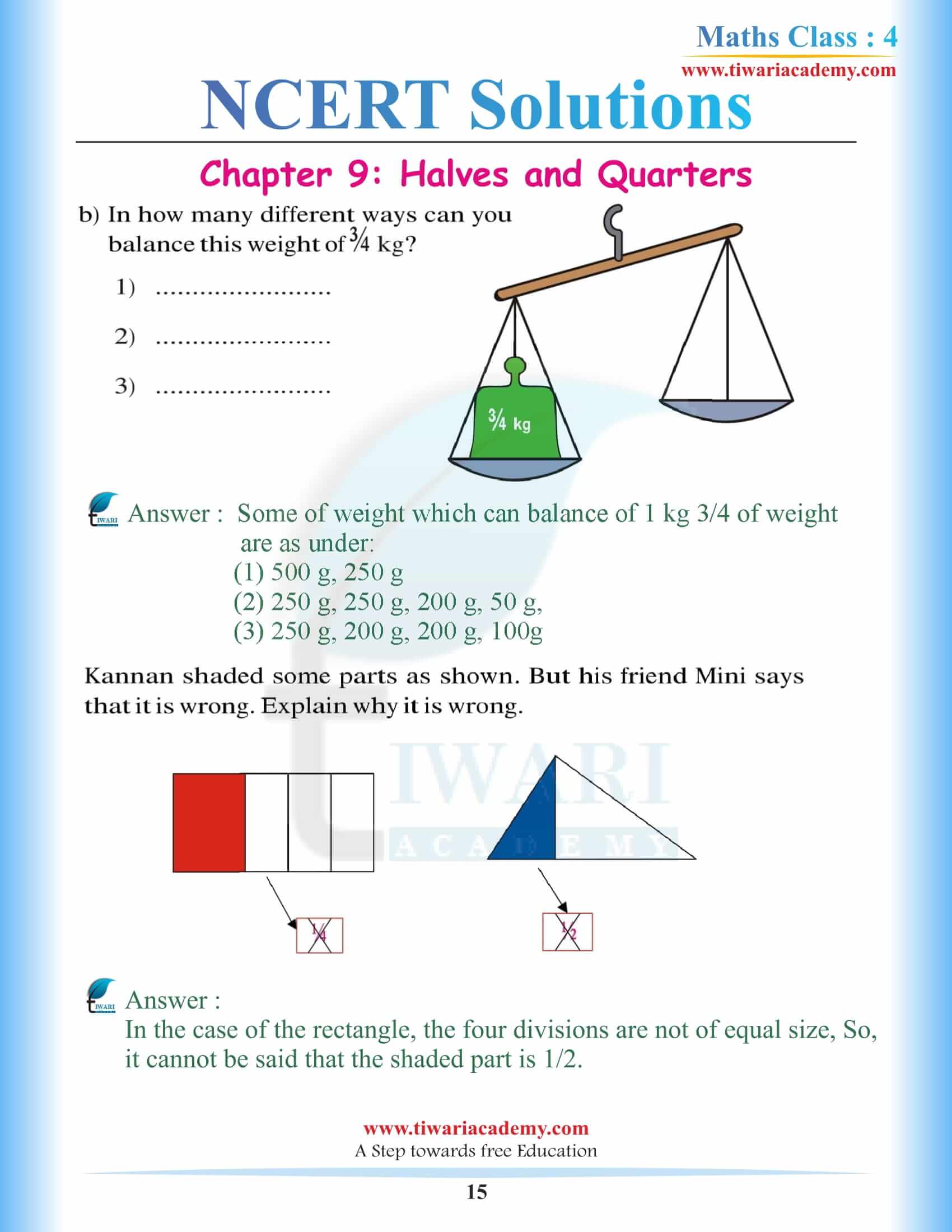Standard 4th Maths NCERT Chapter 9 Solutions free download
