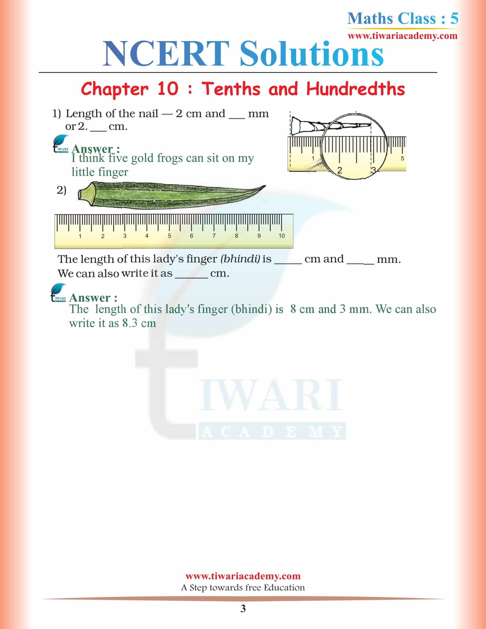 NCERT Solutions for Class 5 Maths Chapter 10 in English Medium