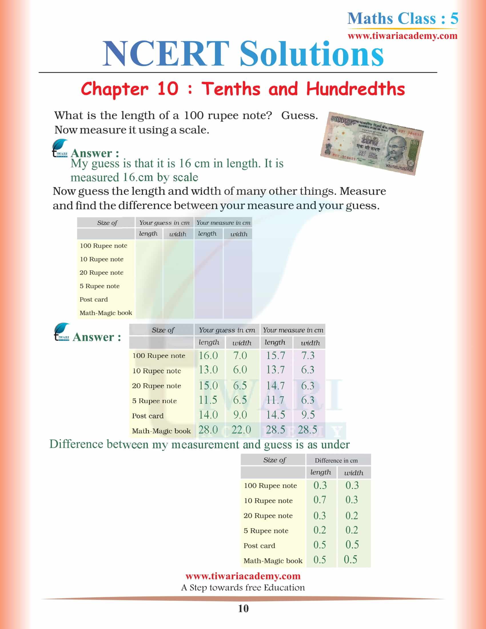 Class 5 Maths Chapter 10 Solutions free download