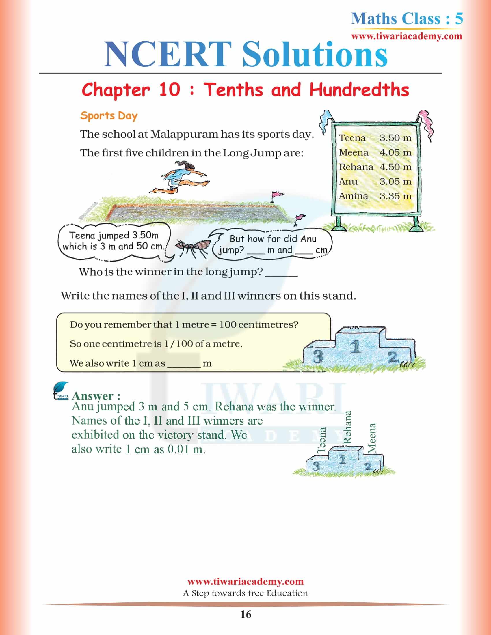 5th Maths NCERT Chapter 10 Solution