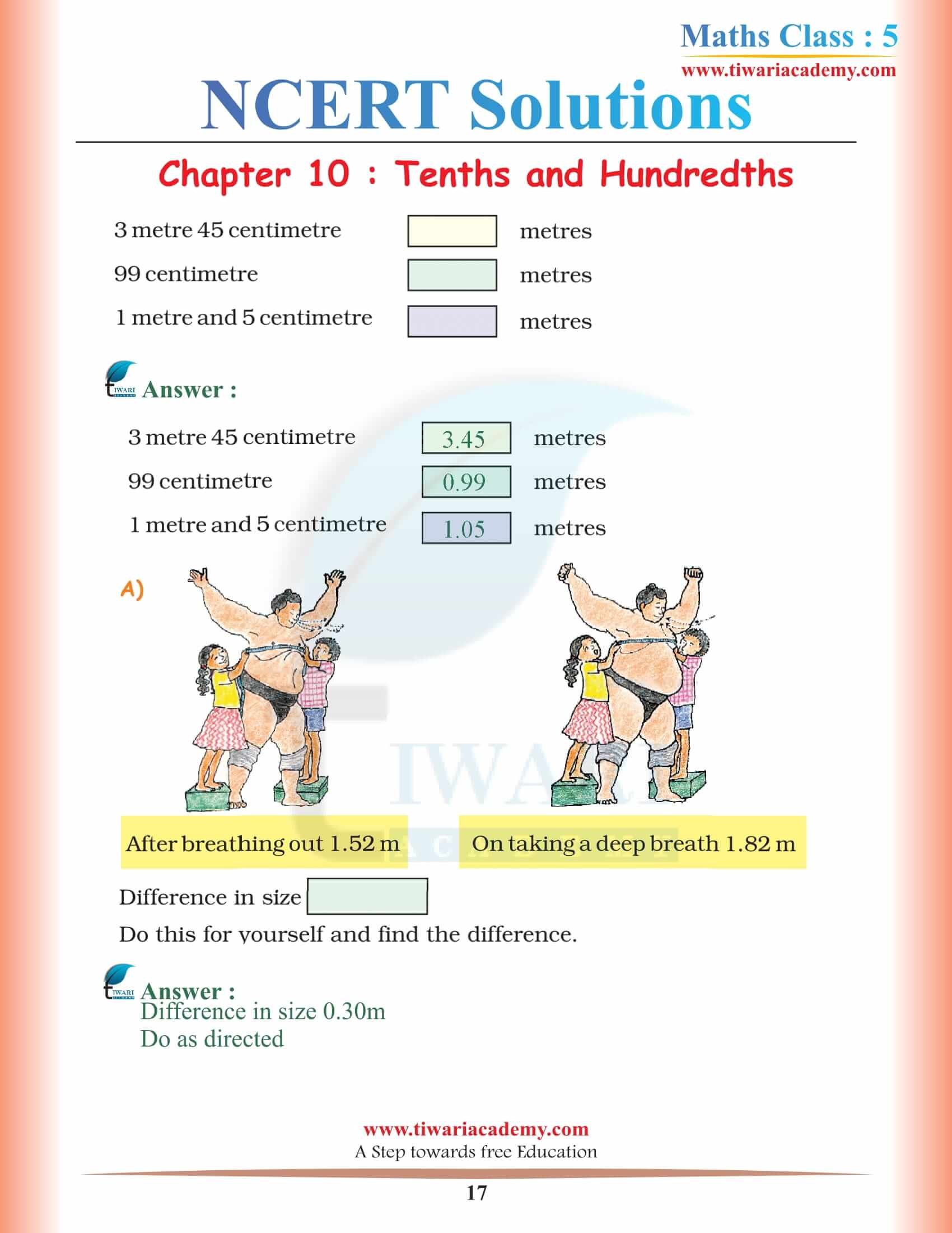 5th Maths NCERT Chapter 10 Solution in English Medium