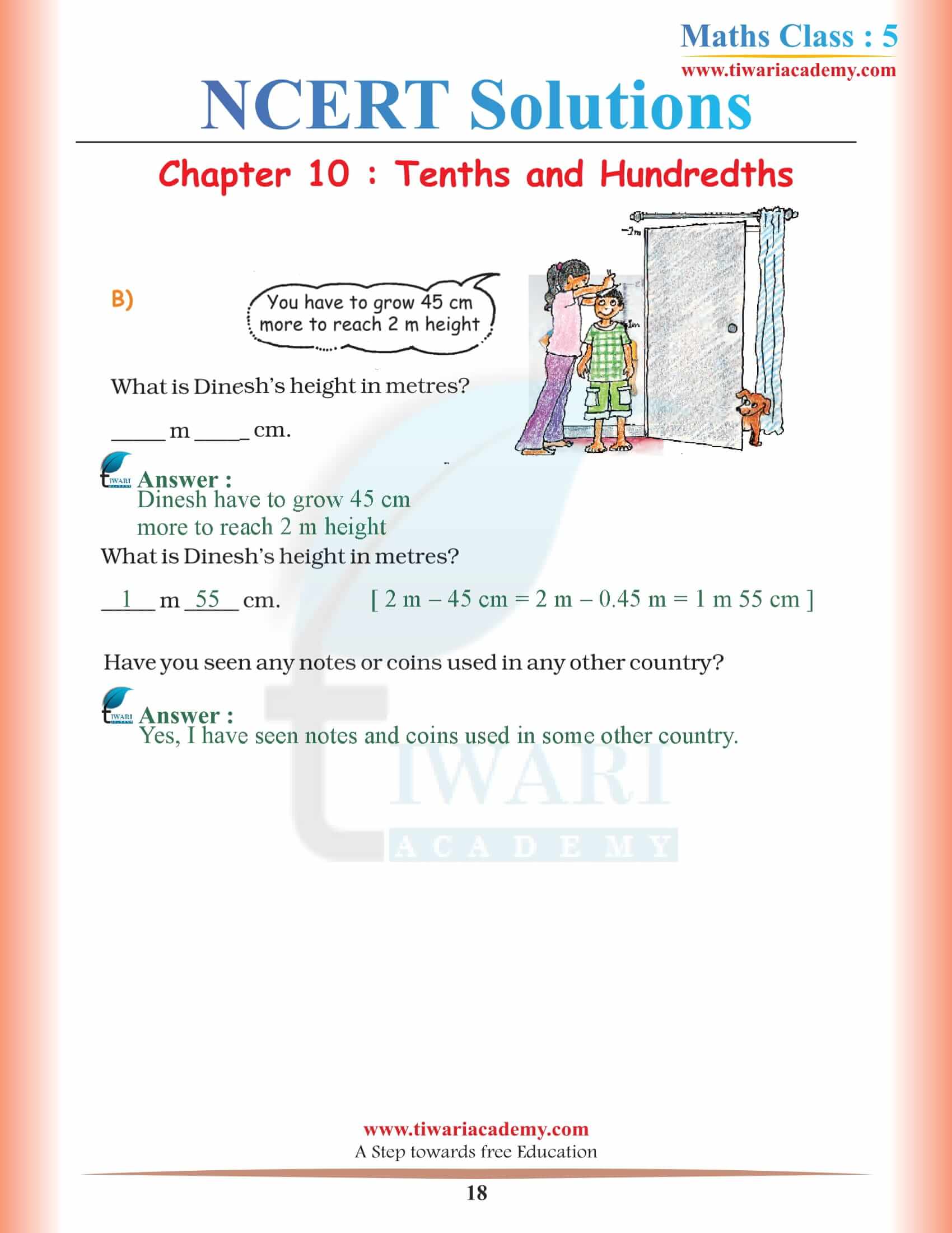 5th Maths NCERT Chapter 10 Solution in PDF file