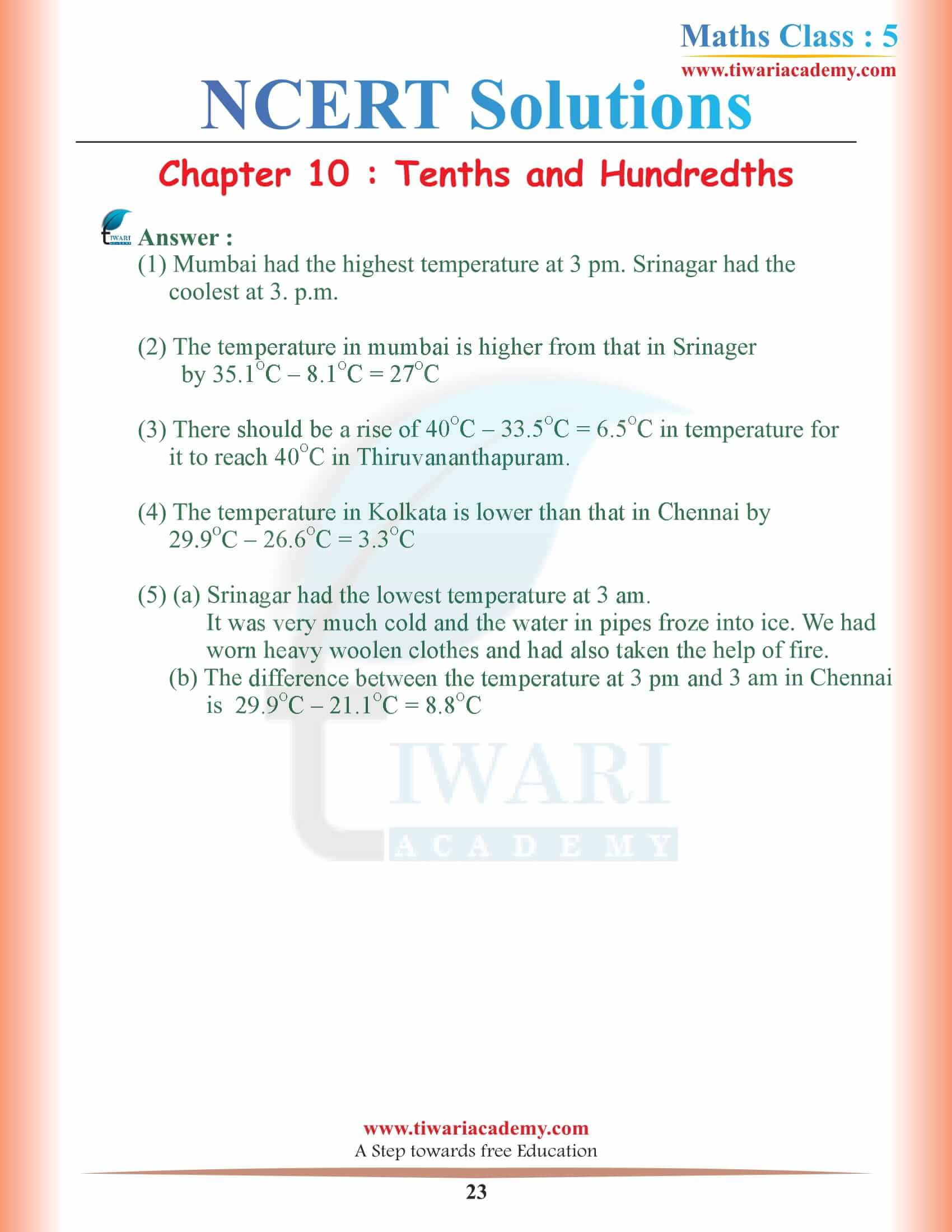 5th Maths NCERT Chapter 10 Sols