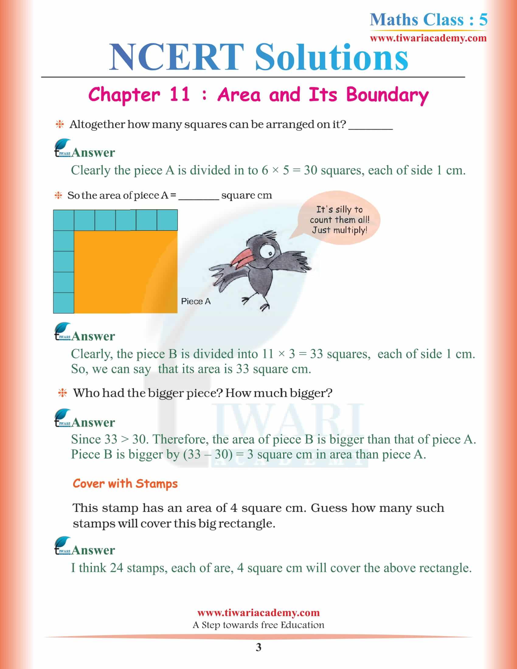 NCERT Solutions for Class 5 Maths Chapter 11 in English Medium
