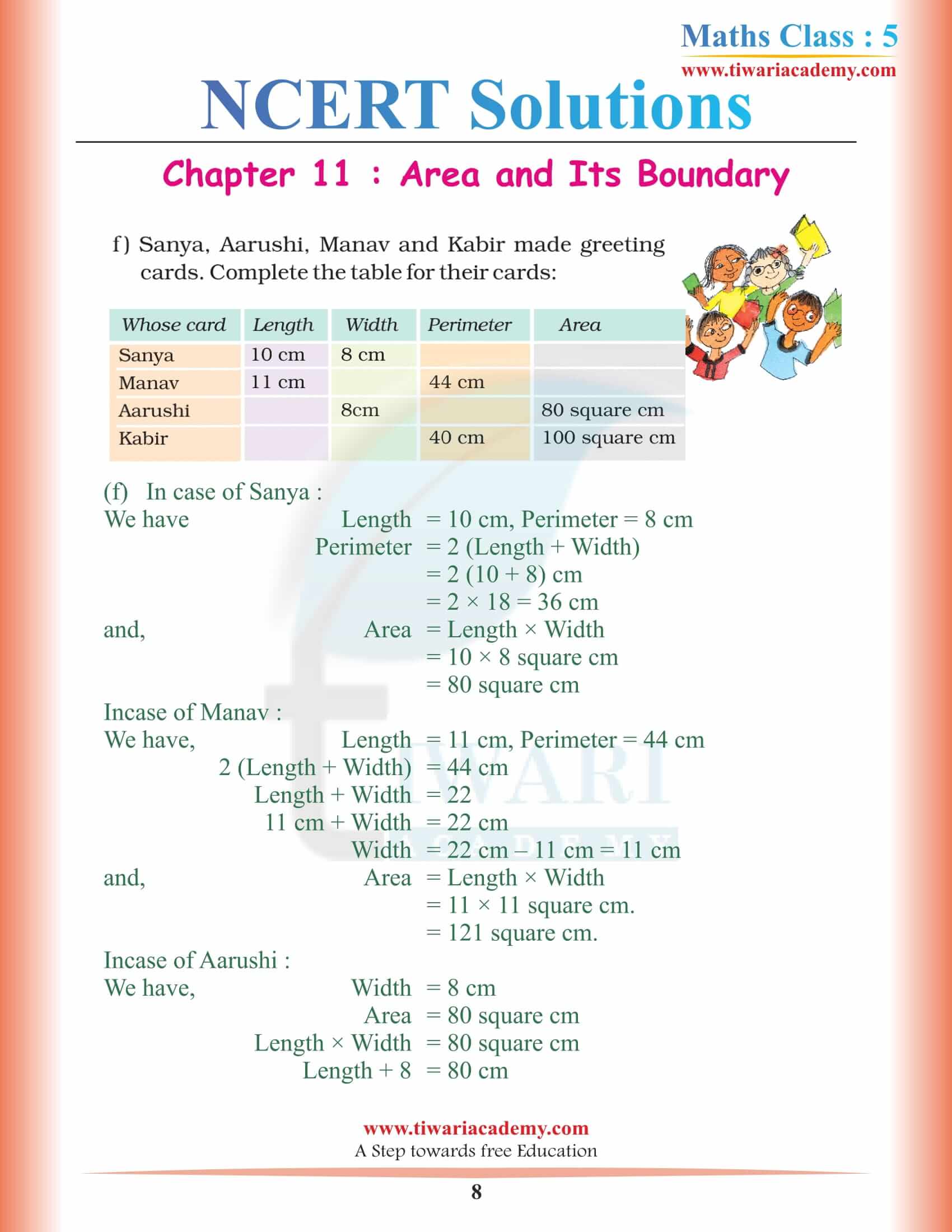 Class 5 Maths Chapter 11 in PDF