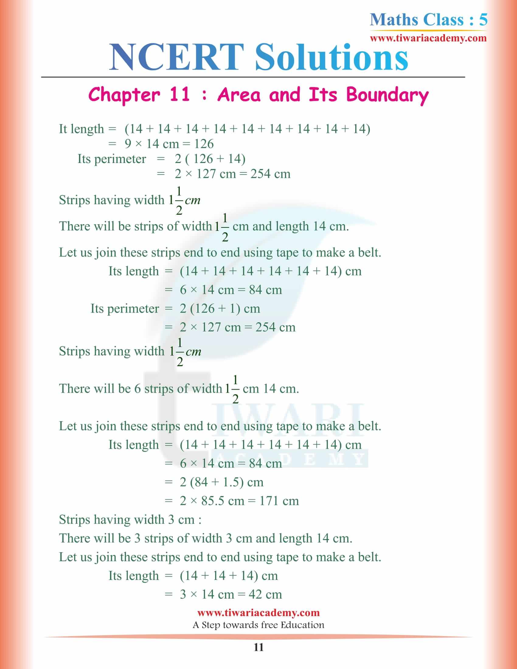 Class 5 Maths NCERT Chapter 11 Solutions Answers