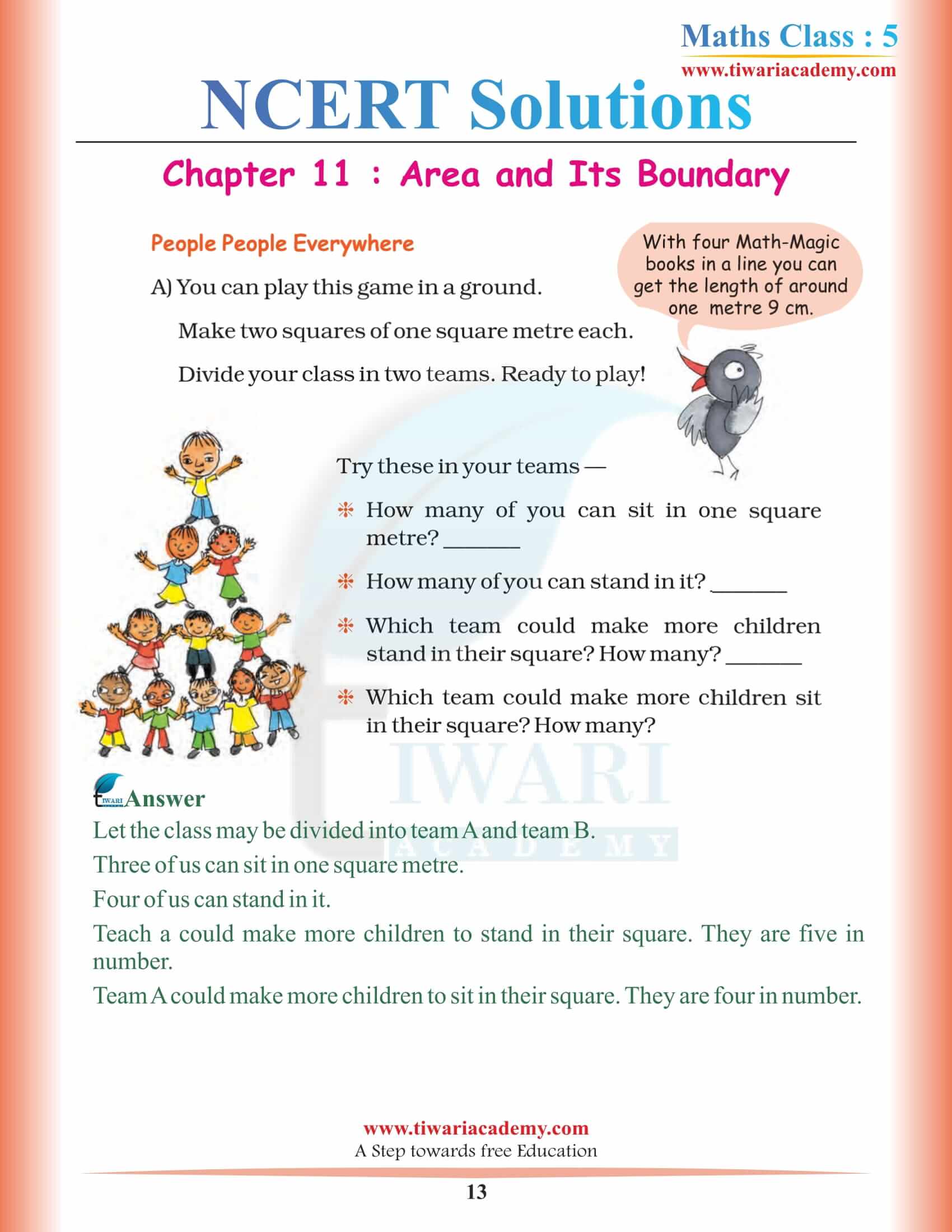 Class 5 Maths NCERT Chapter 11 Question Answers