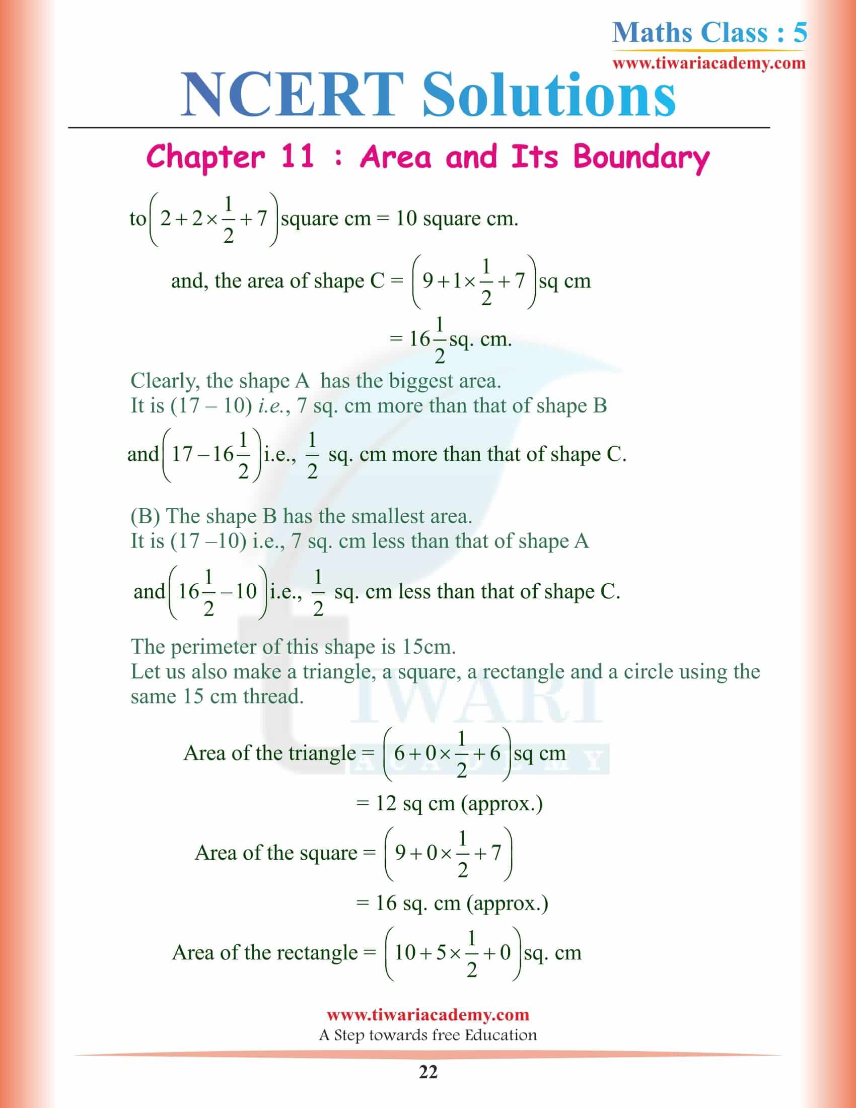 5th Math NCERT Chapter 11 Solutions in PDF