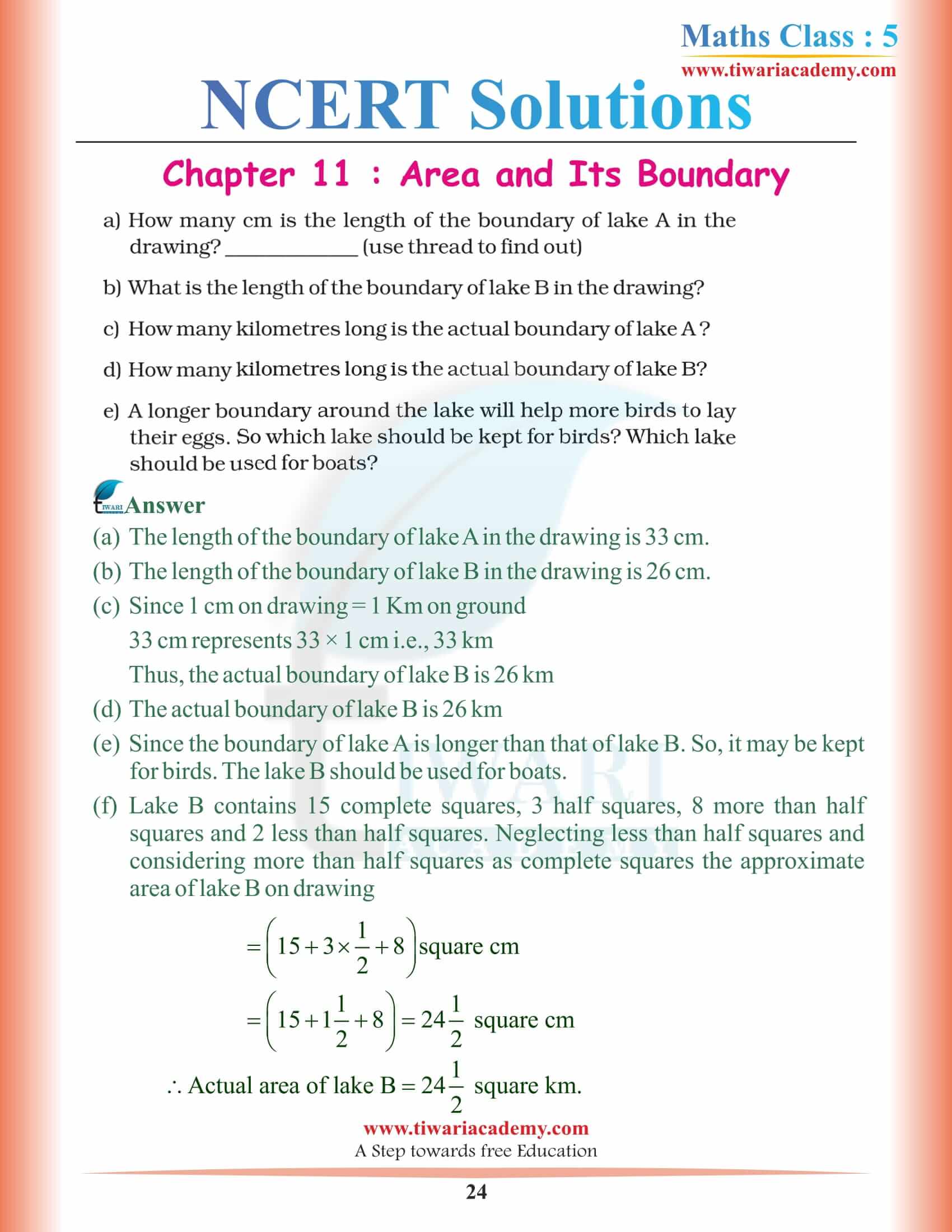 5th Math NCERT Chapter 11 Solutions NCERT PDF