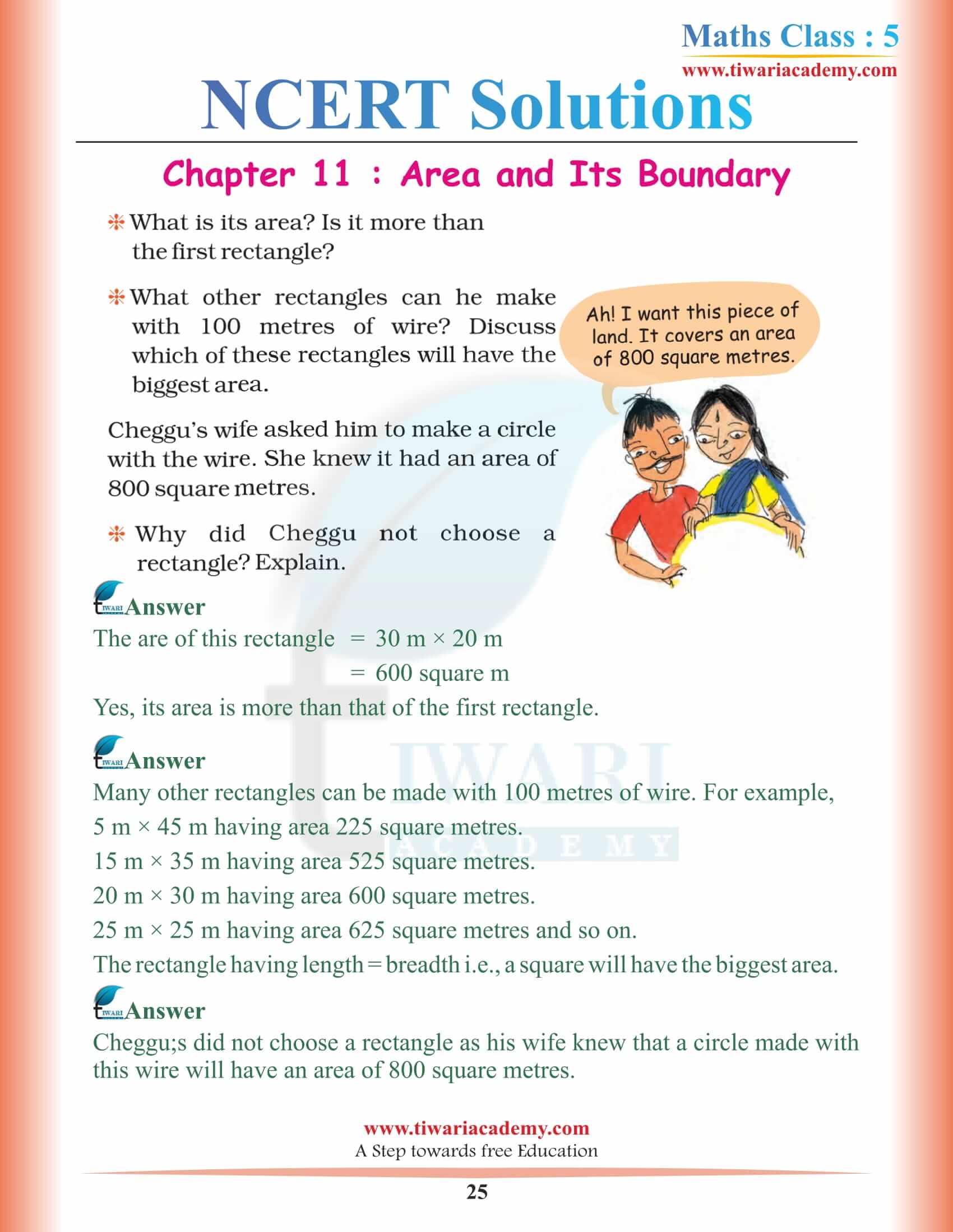 5th Math NCERT Chapter 11 Solutions in English