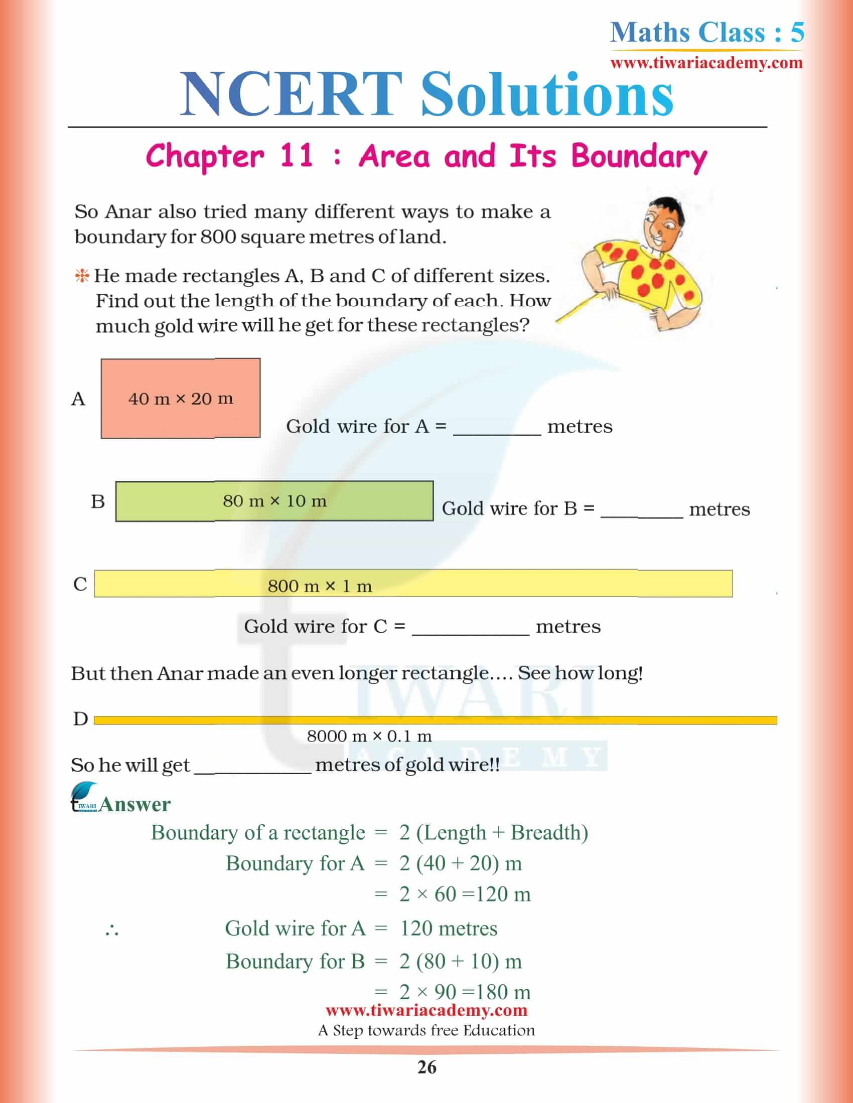 5th Math NCERT Chapter 11 English Medium Solutions