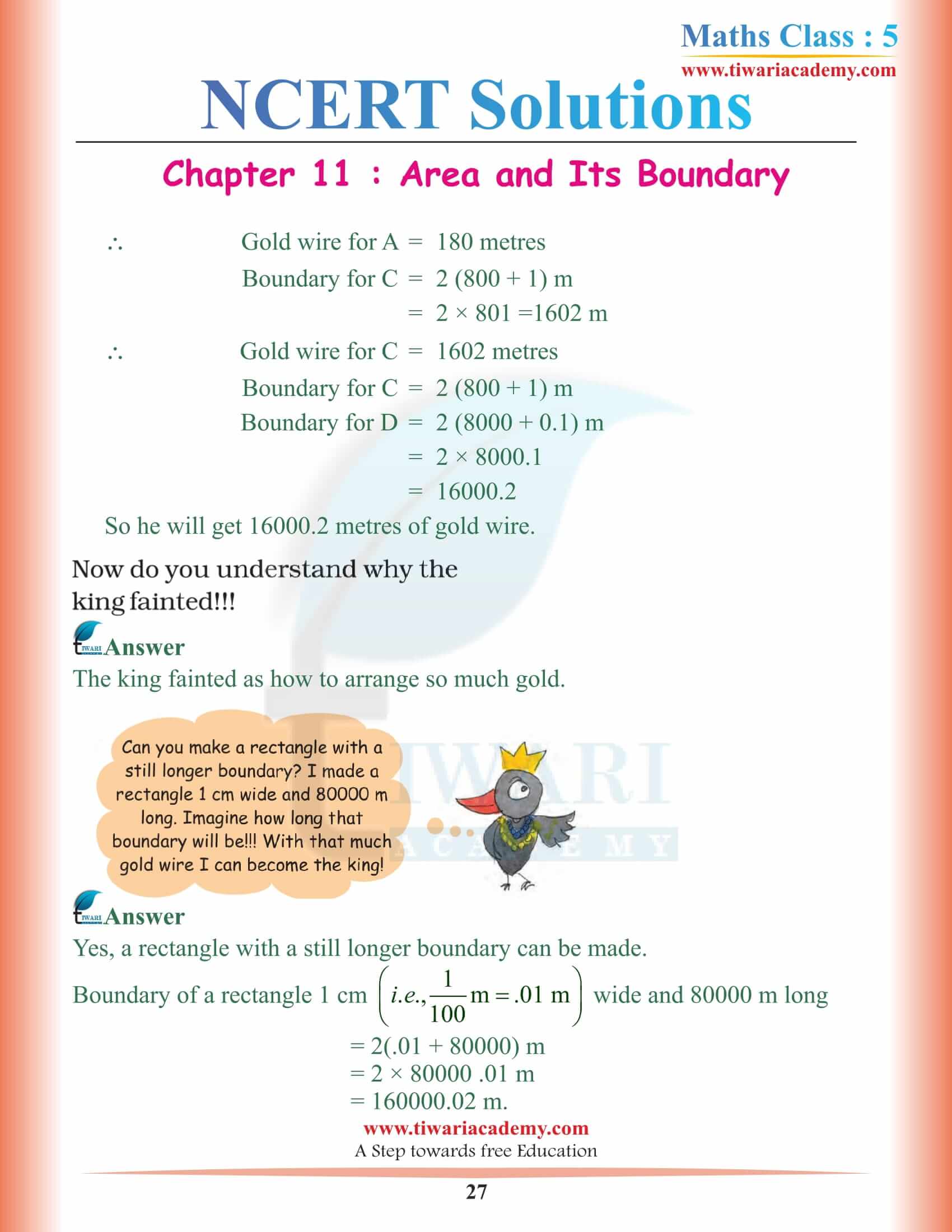 5th Math NCERT Chapter 11 Solutions Free of cost