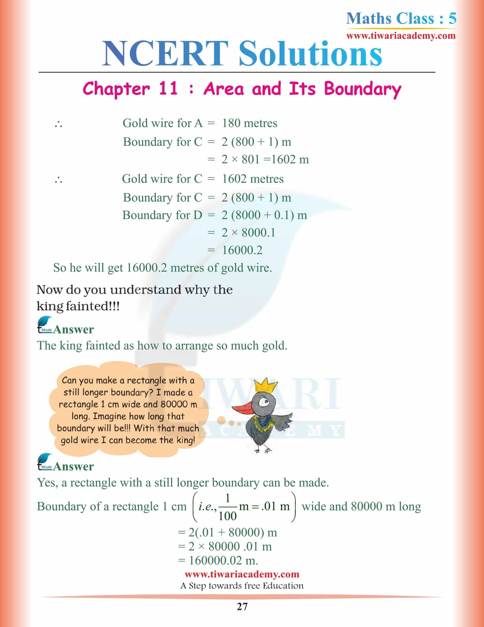 5th Math NCERT Chapter 11 Solutions Free of cost