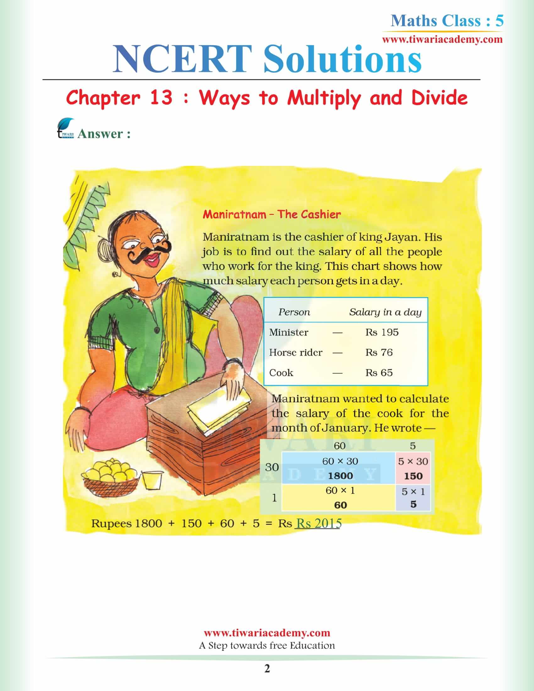 NCERT Solutions for Class 5 Maths Chapter 13 in PDF