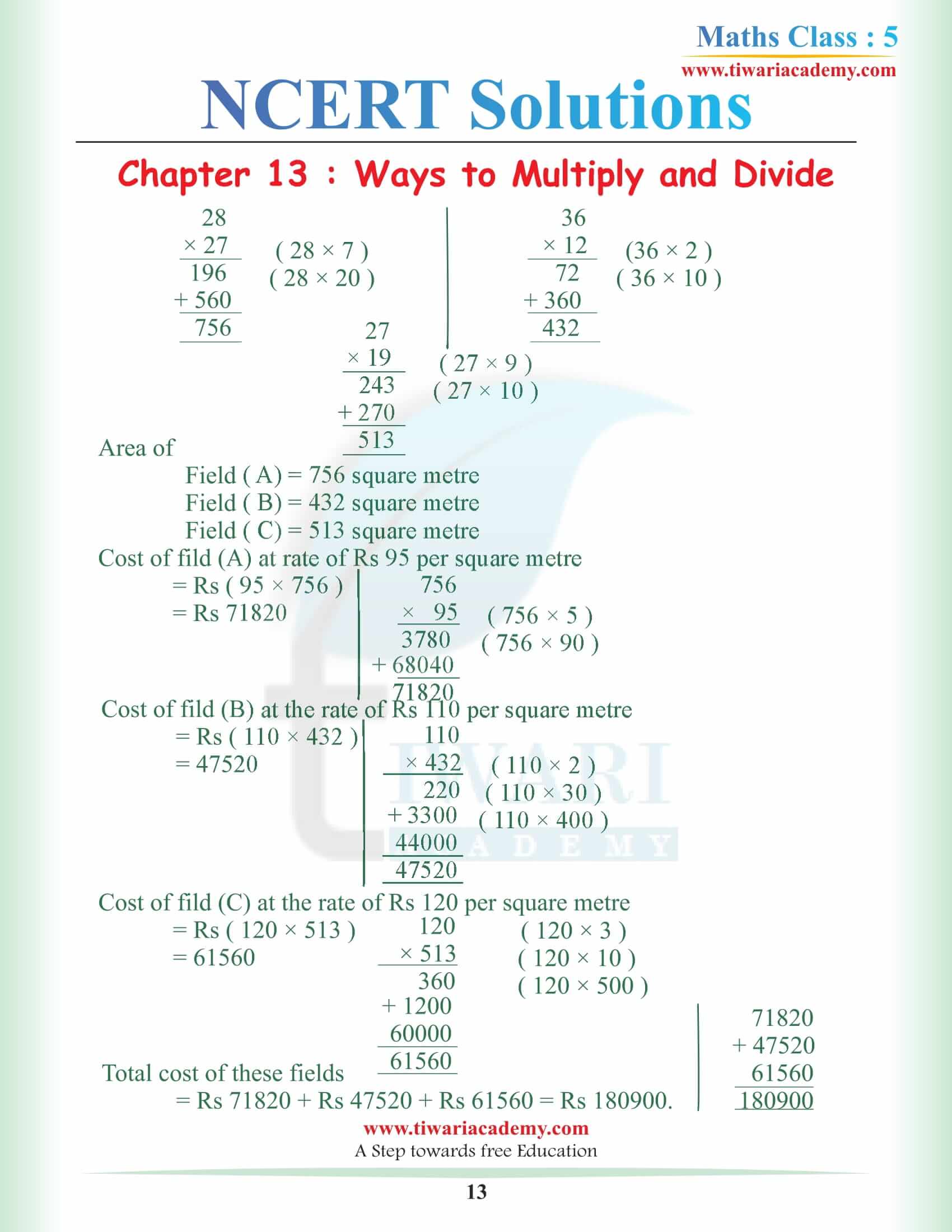 Class 5 Math Magic NCERT Chapter 13 Question Answers