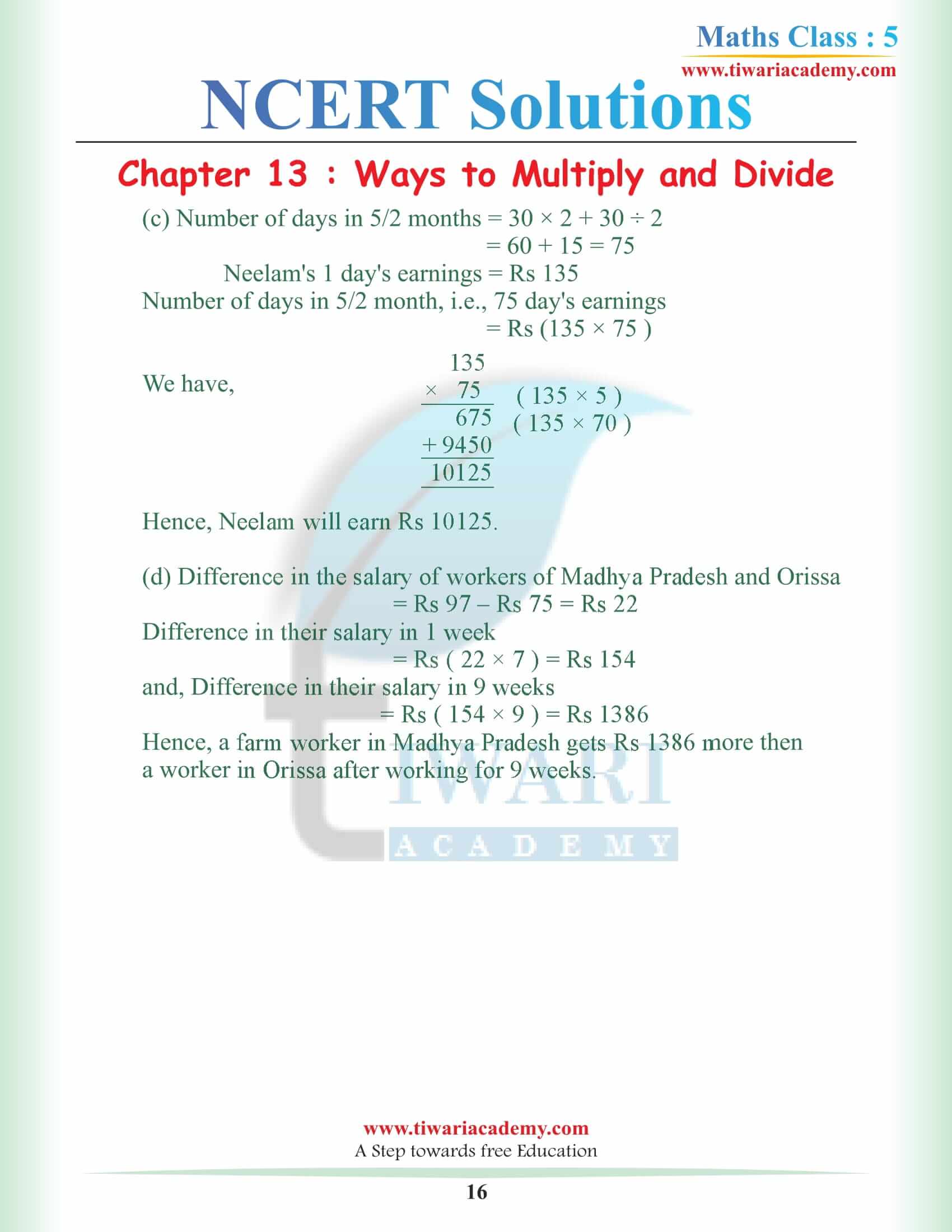 Class 5 Math Magic NCERT Chapter 13 English Medium Solutions