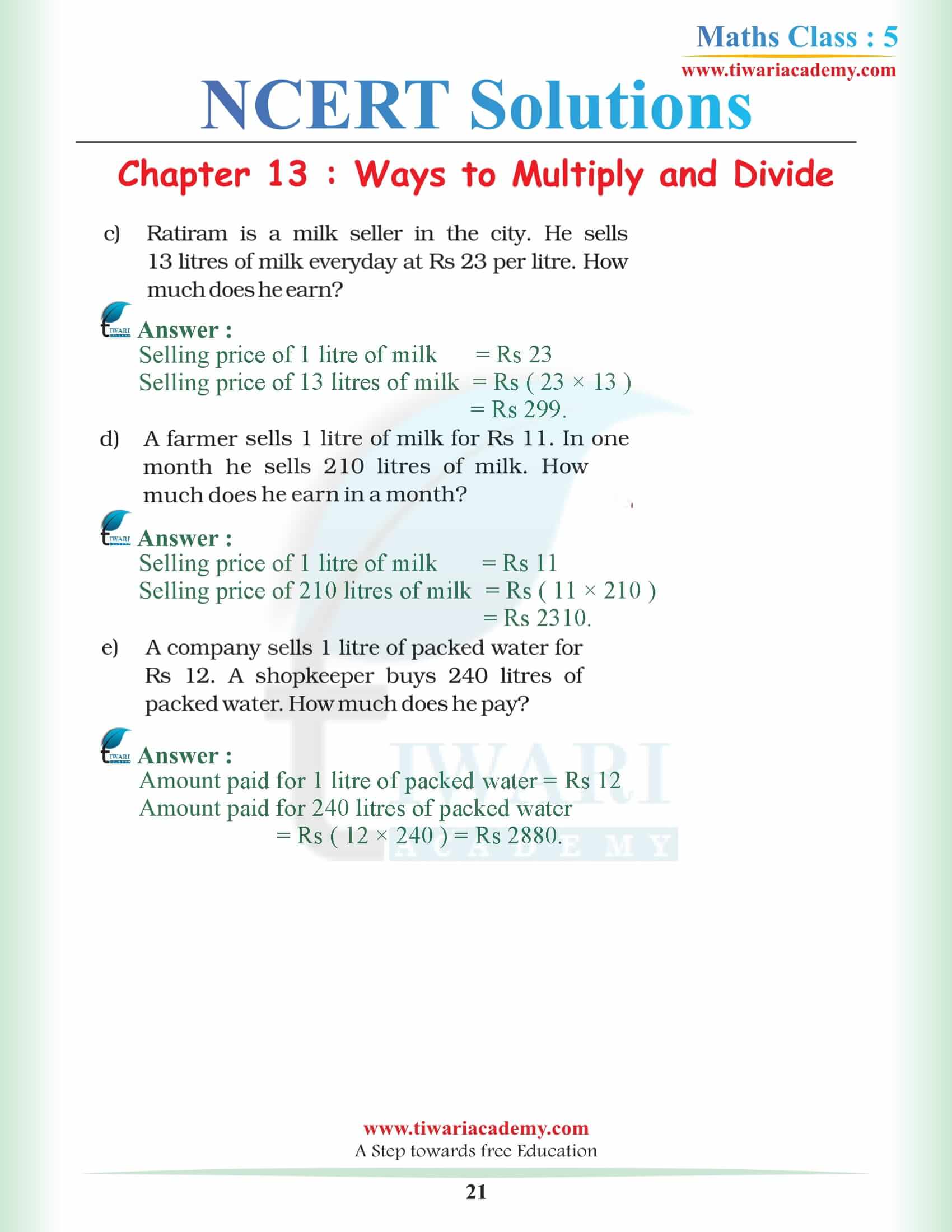 Grade 5 Math Magic NCERT Chapter 13 Solutions in English