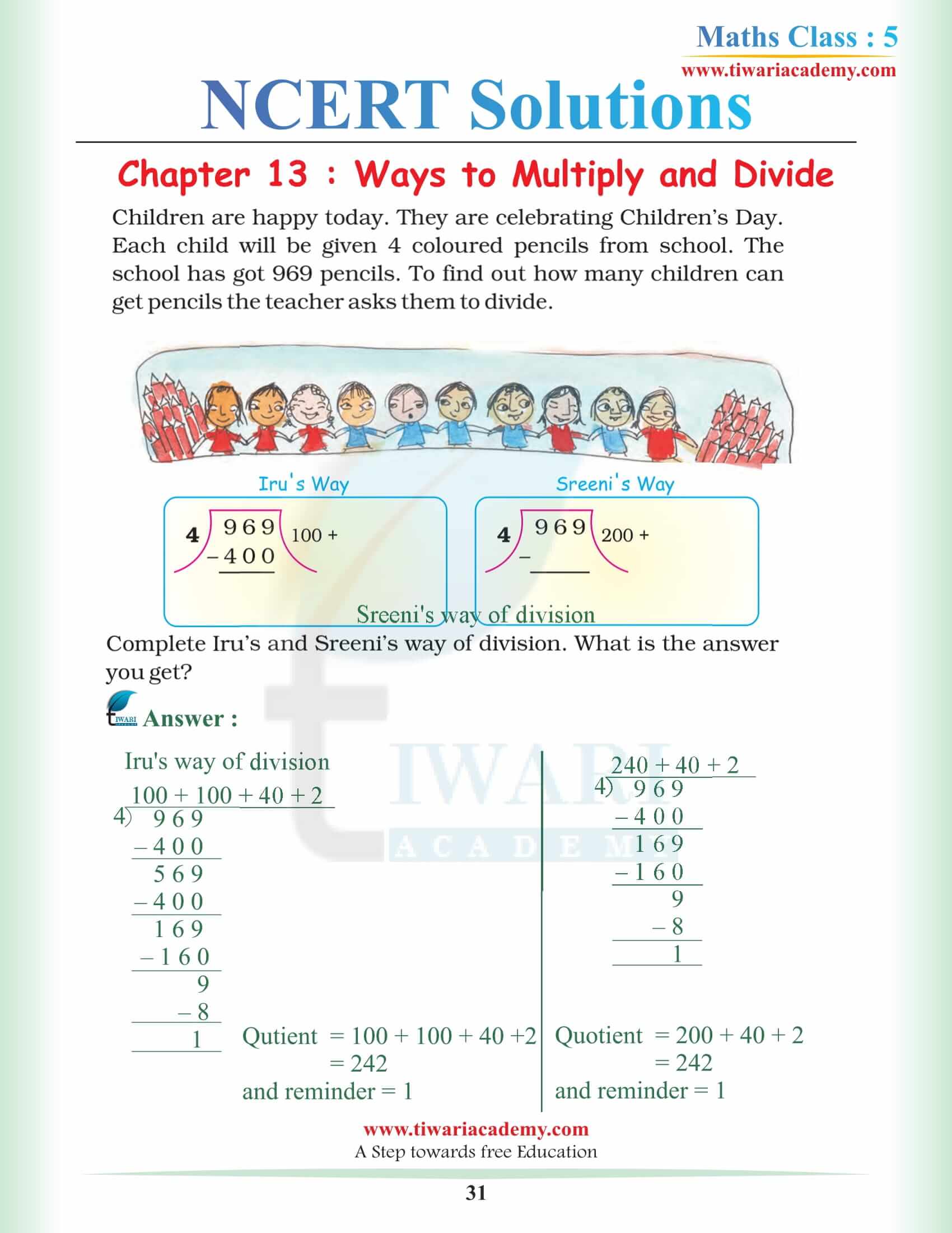 Maths 5th Class Chapter 13 NCERT Question Answers