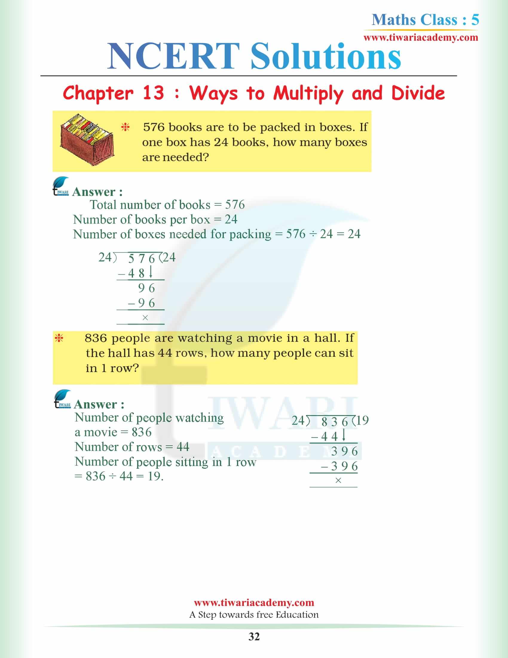 Maths 5th Class Chapter 13 NCERT free solutions