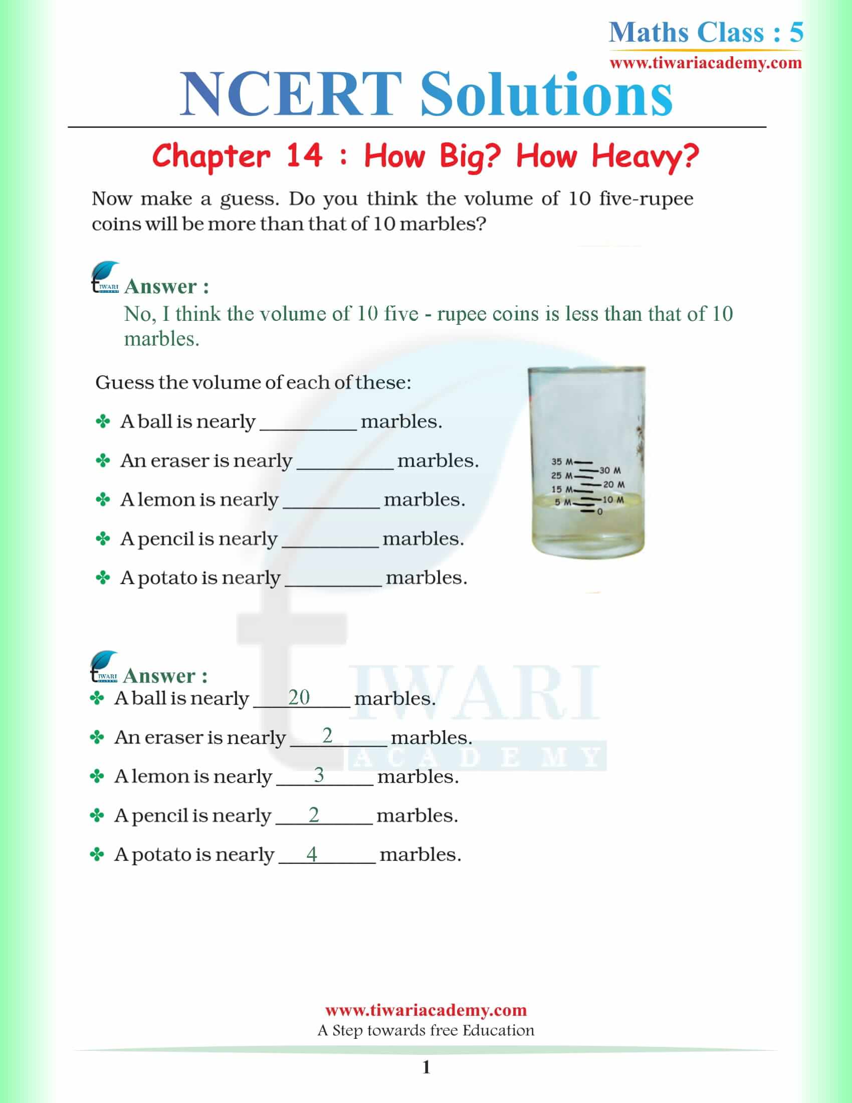 NCERT Solutions for Class 5 Maths Chapter 14 How Big How Heavy