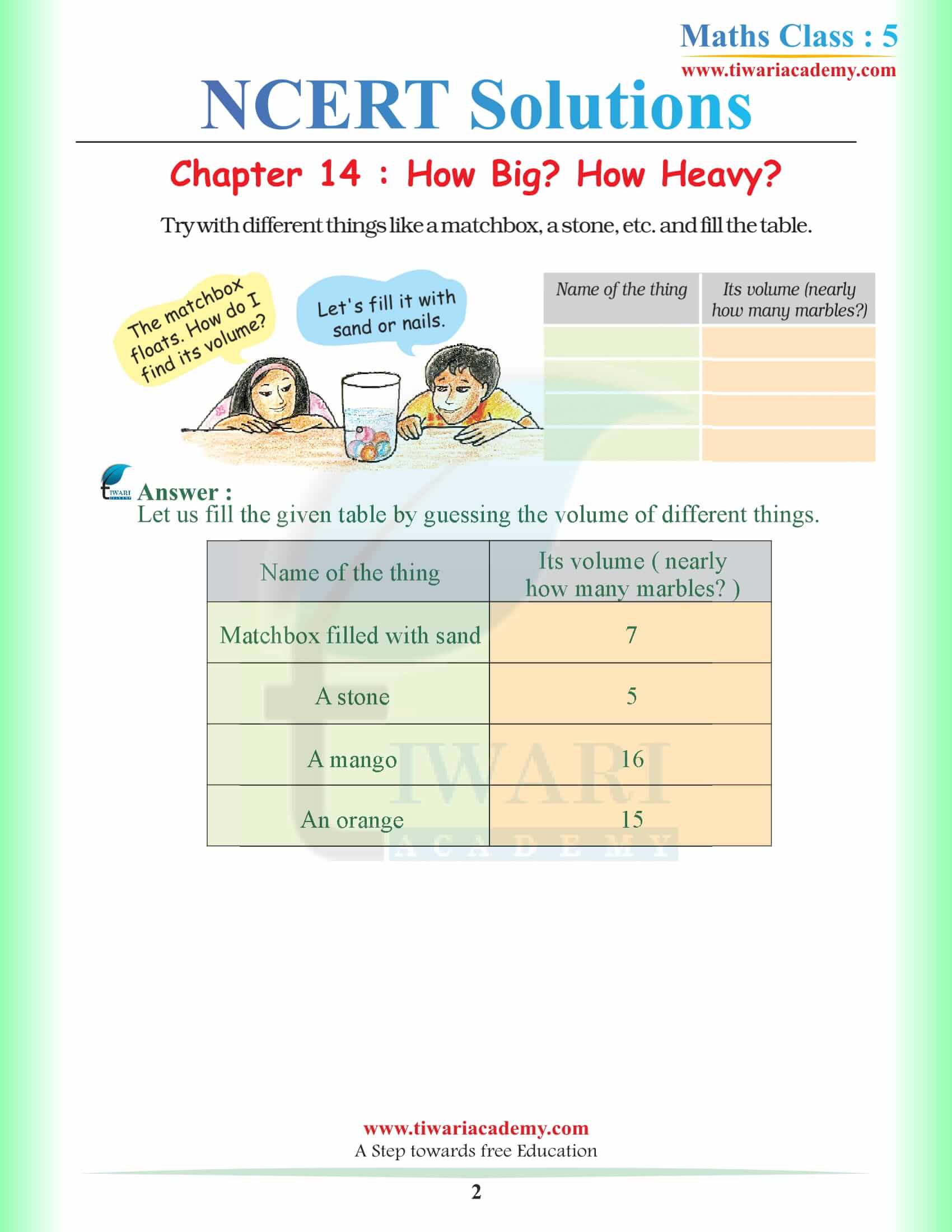 NCERT Solutions for Class 5 Maths Chapter 14