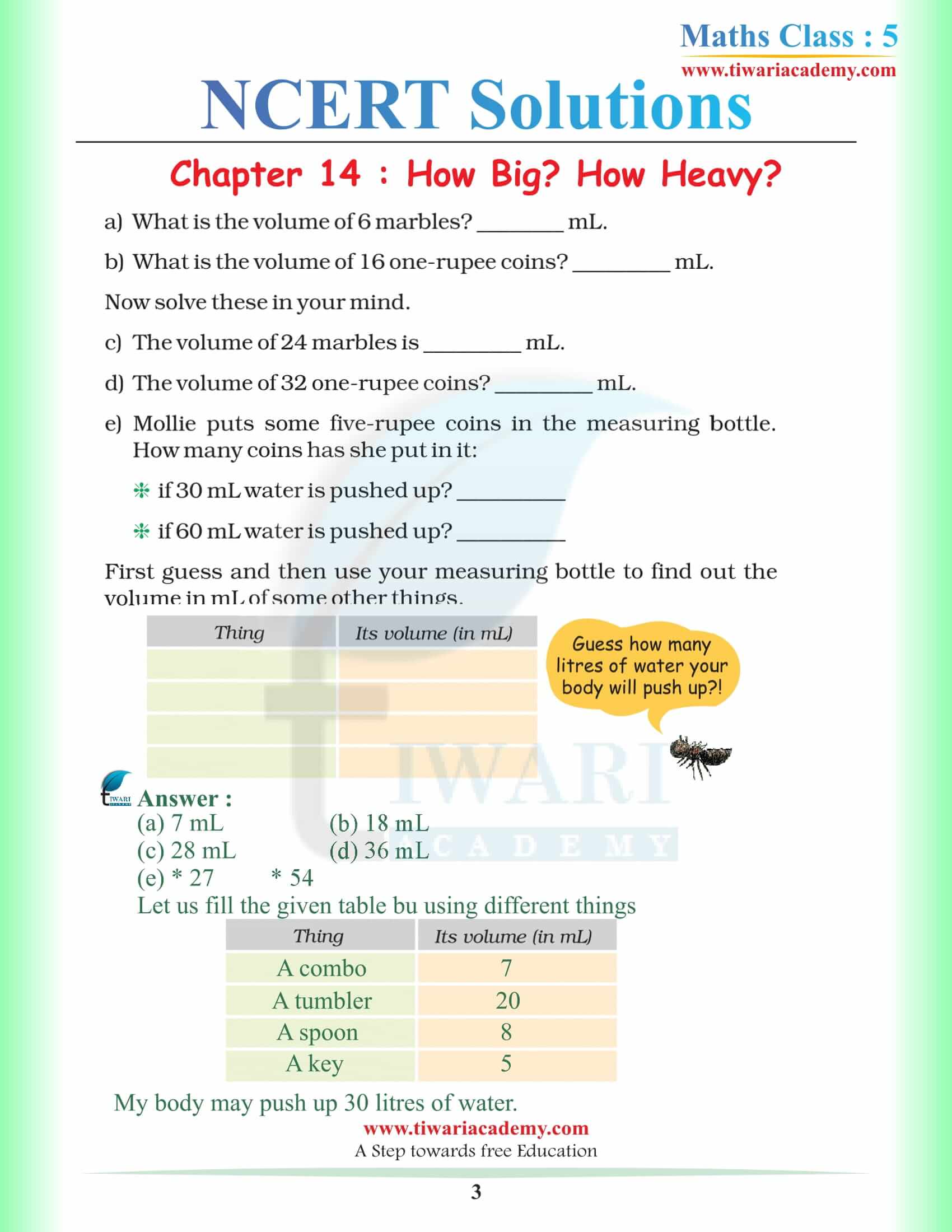 NCERT Solutions for Class 5 Maths Chapter 14 in English Medium