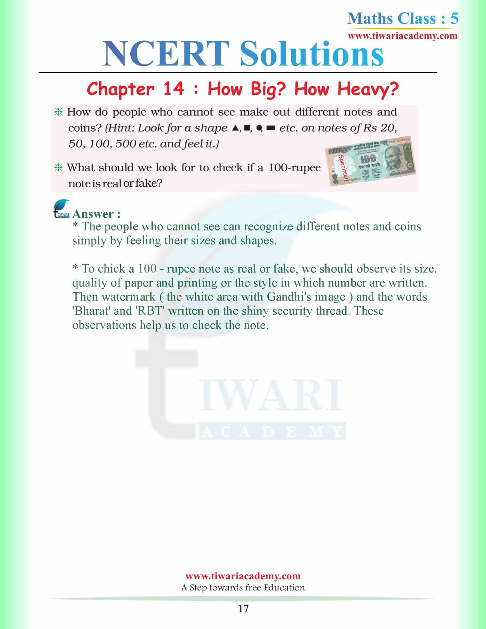 Class 5 Math Magic Chapter 14 free download