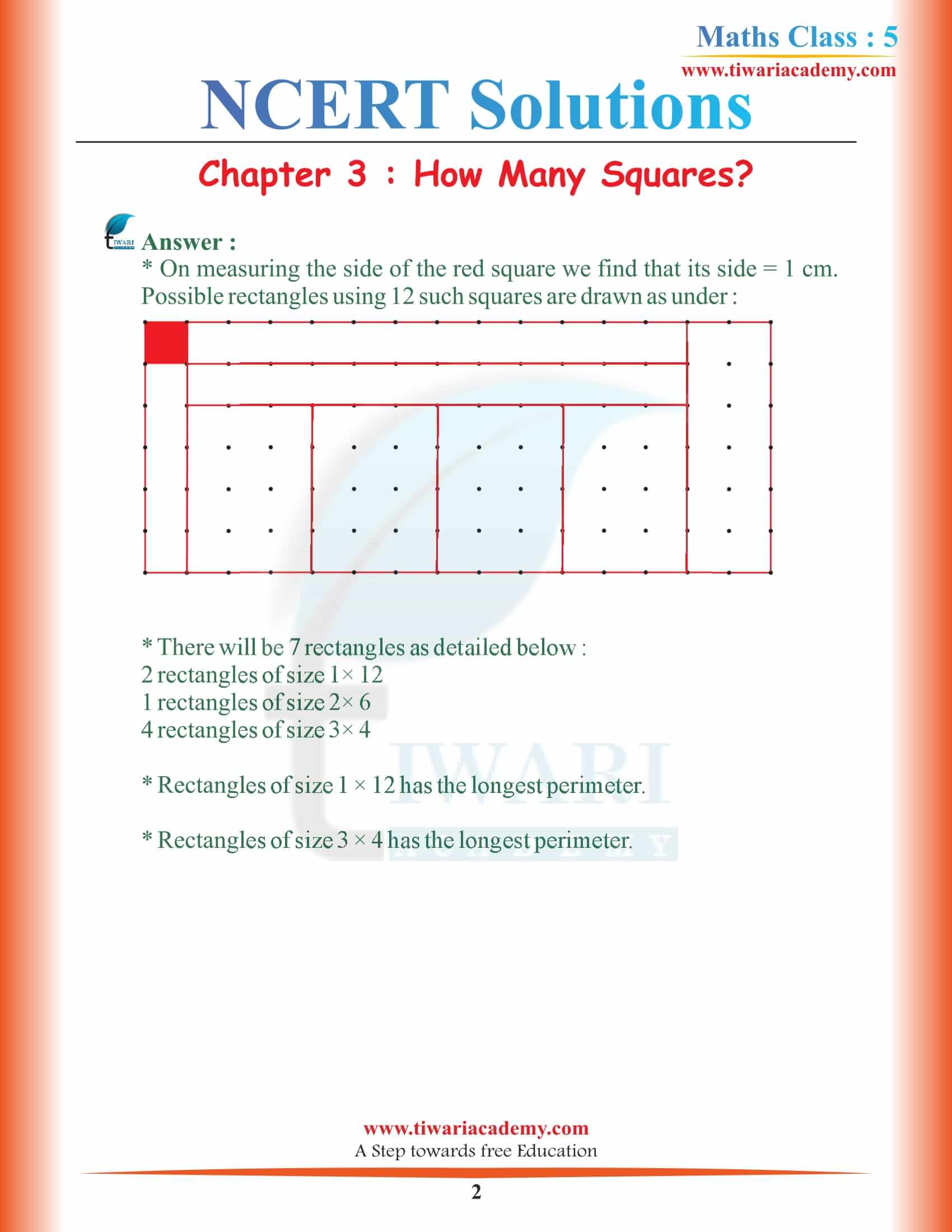 NCERT Solutions for Class 5 Maths Chapter 3 in PDF