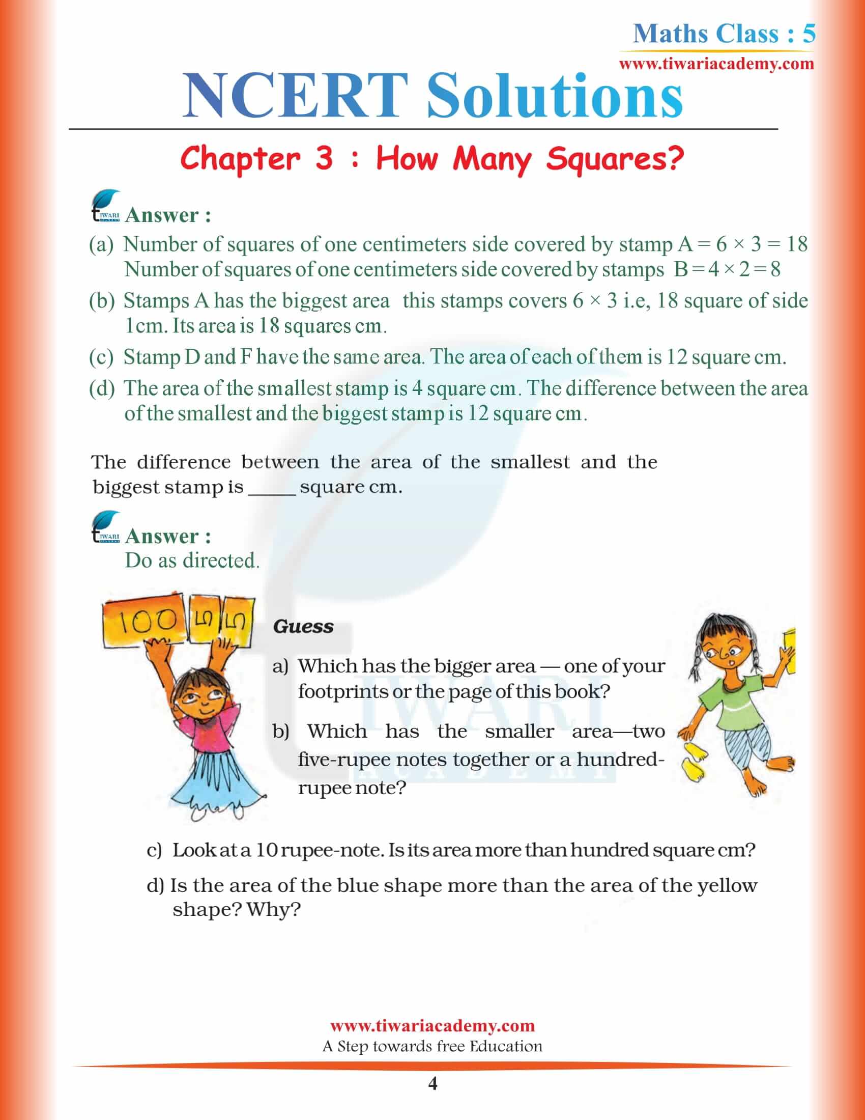 NCERT Solutions for Class 5 Maths Chapter 3 answers