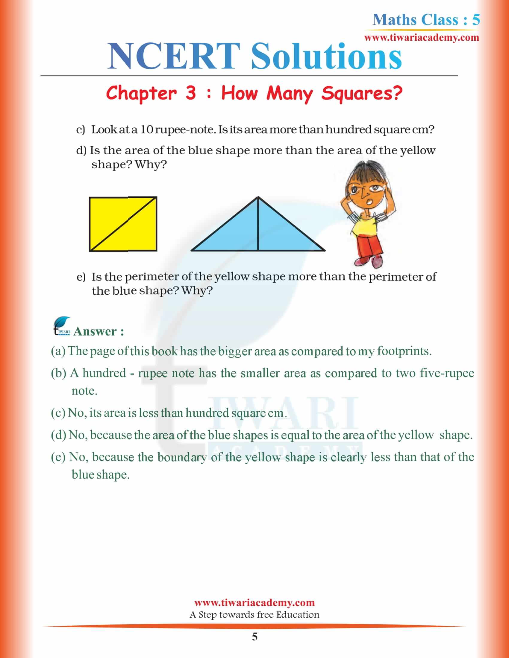 NCERT Solutions for Class 5 Maths Chapter 3 answers download