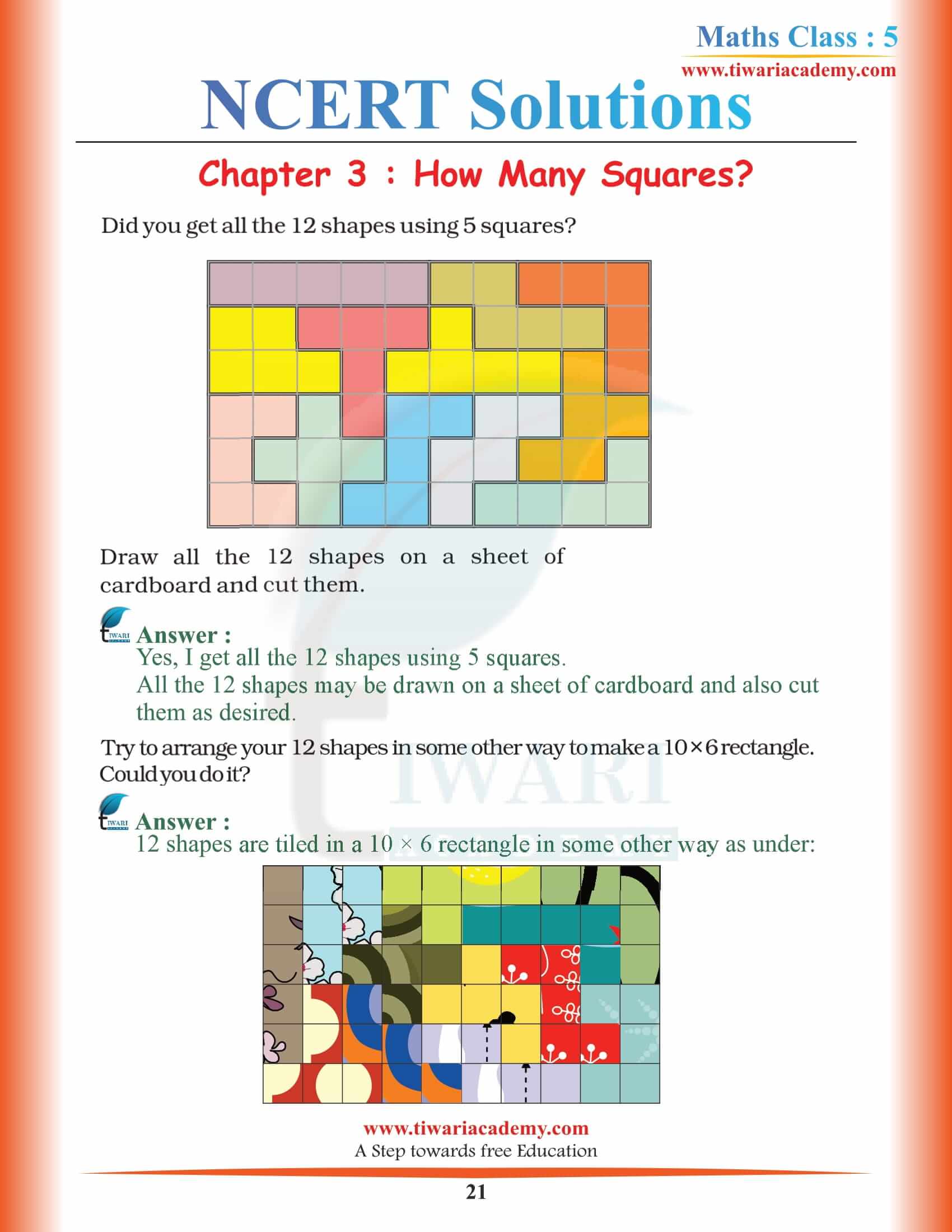 5th Maths Solutions Chapter 3 in PDF