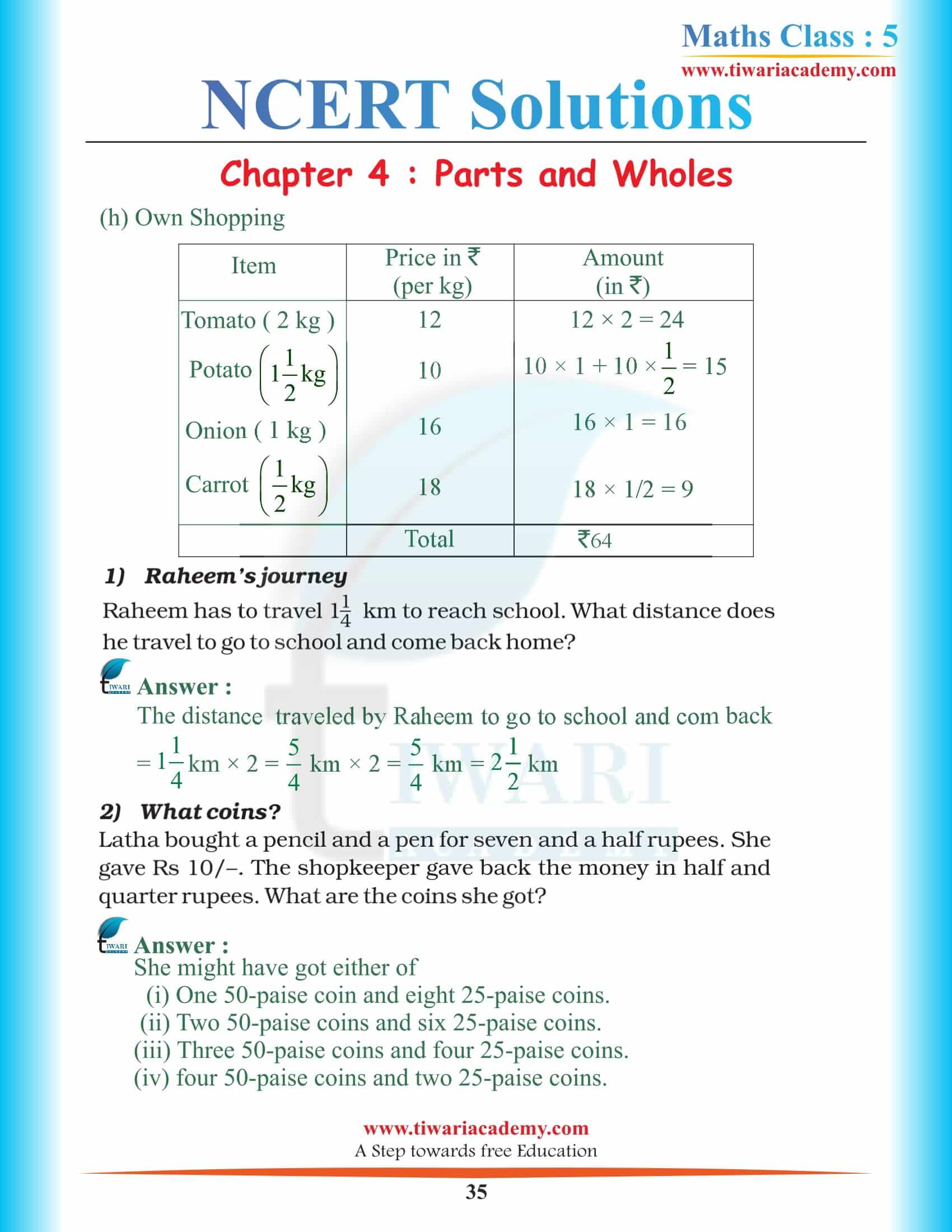 Grade 5 Maths Chapter 4 Solution