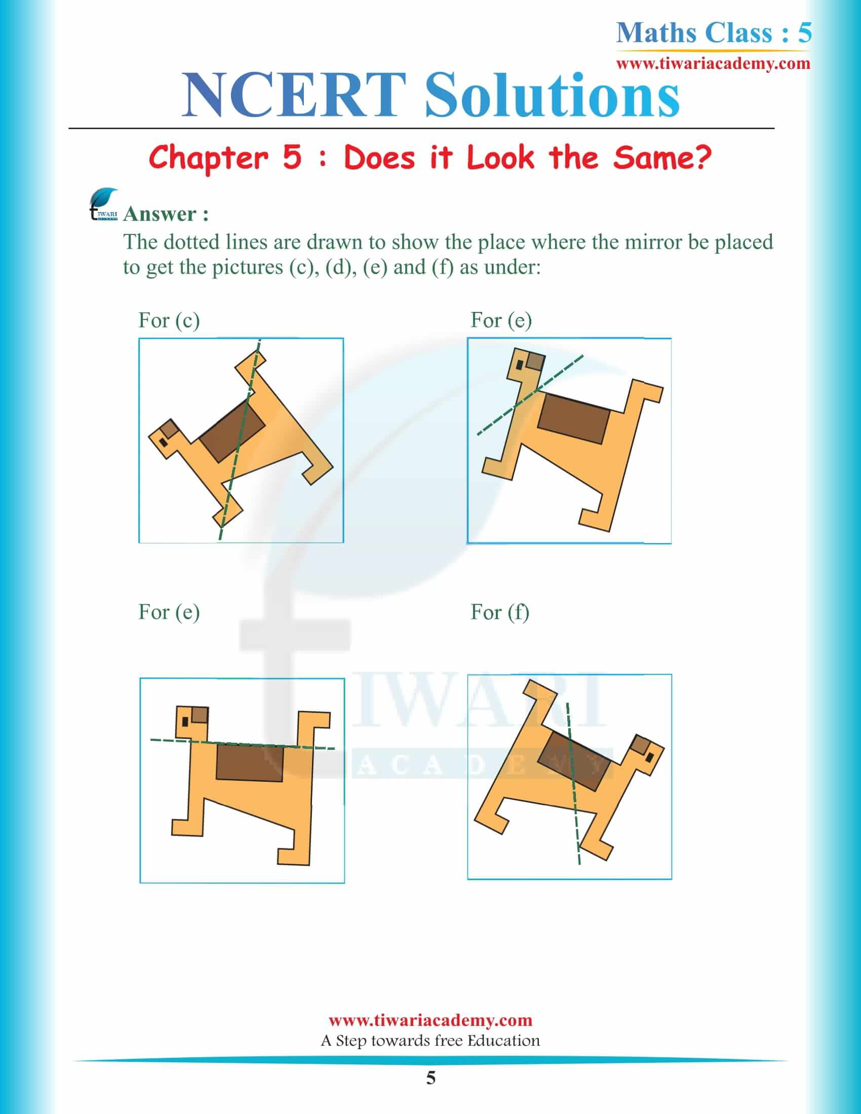 NCERT Solutions for Class 5 Maths Chapter 5 in English Medium free