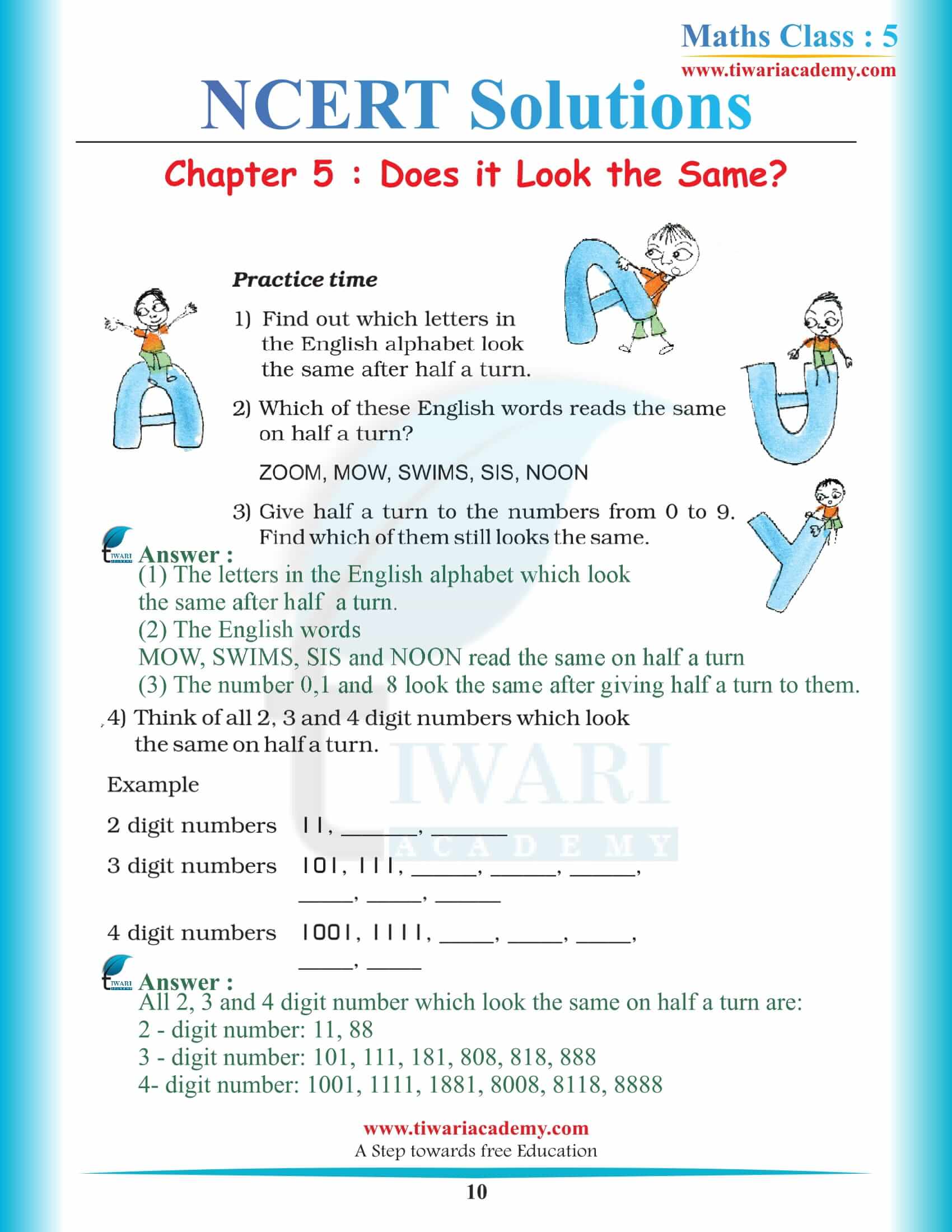 Class 5 Maths Chapter 5 Solutions in PDF file